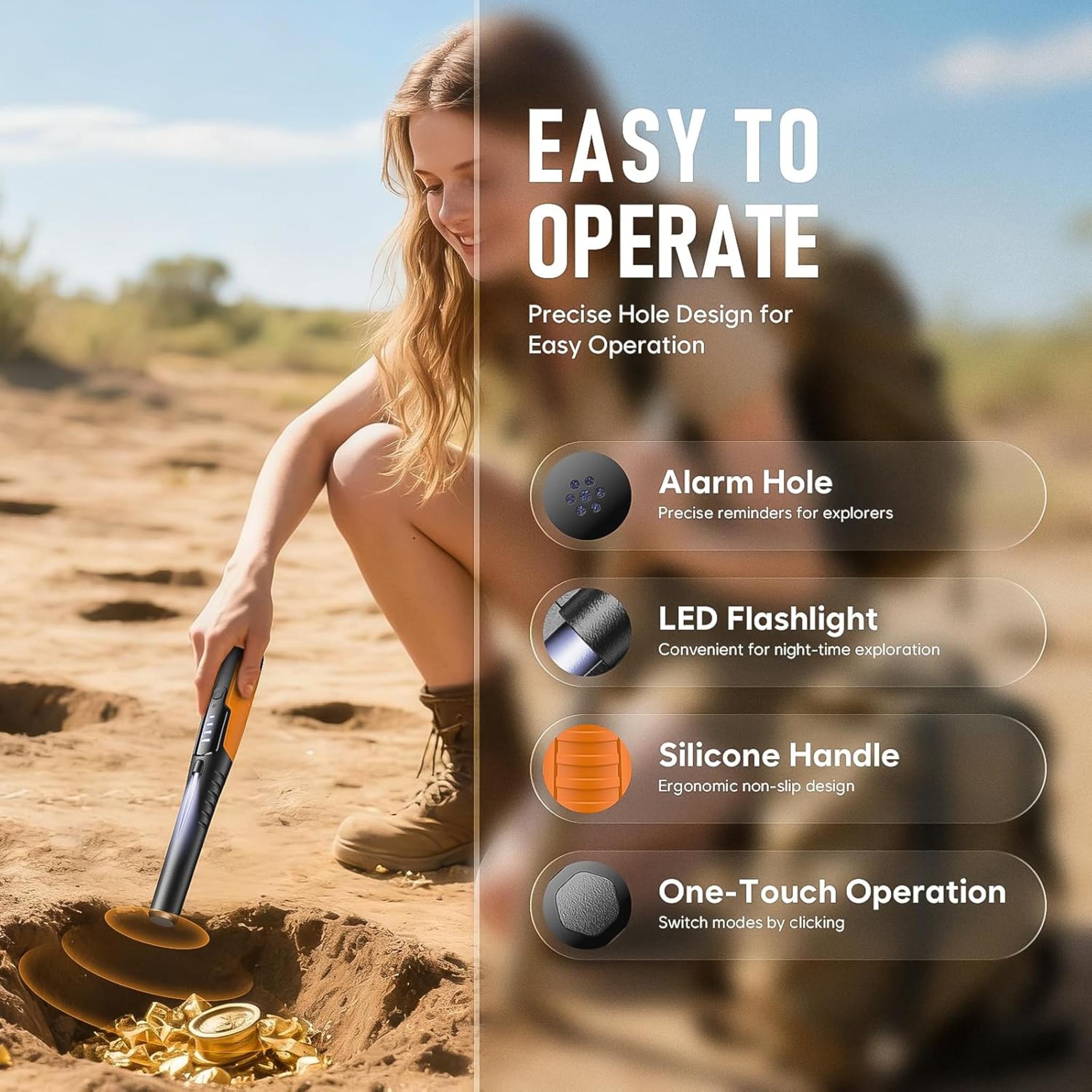 Waterproof Metal Detector Pinpointer with LCD Display