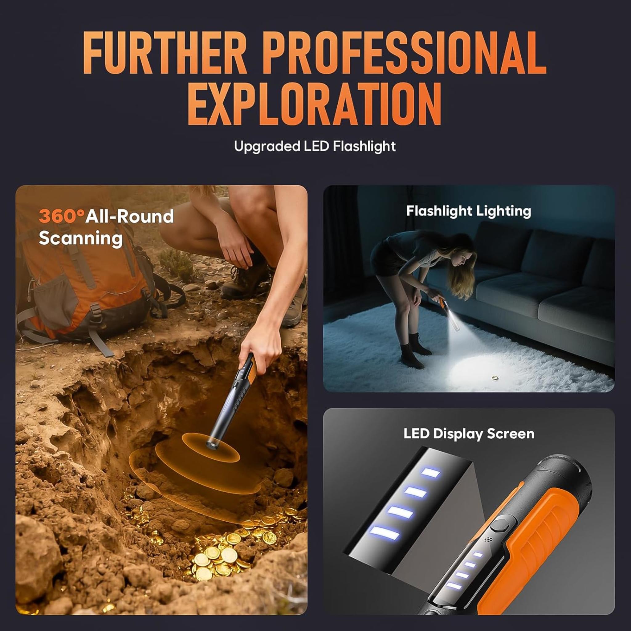 Waterproof Metal Detector Pinpointer with LCD Display