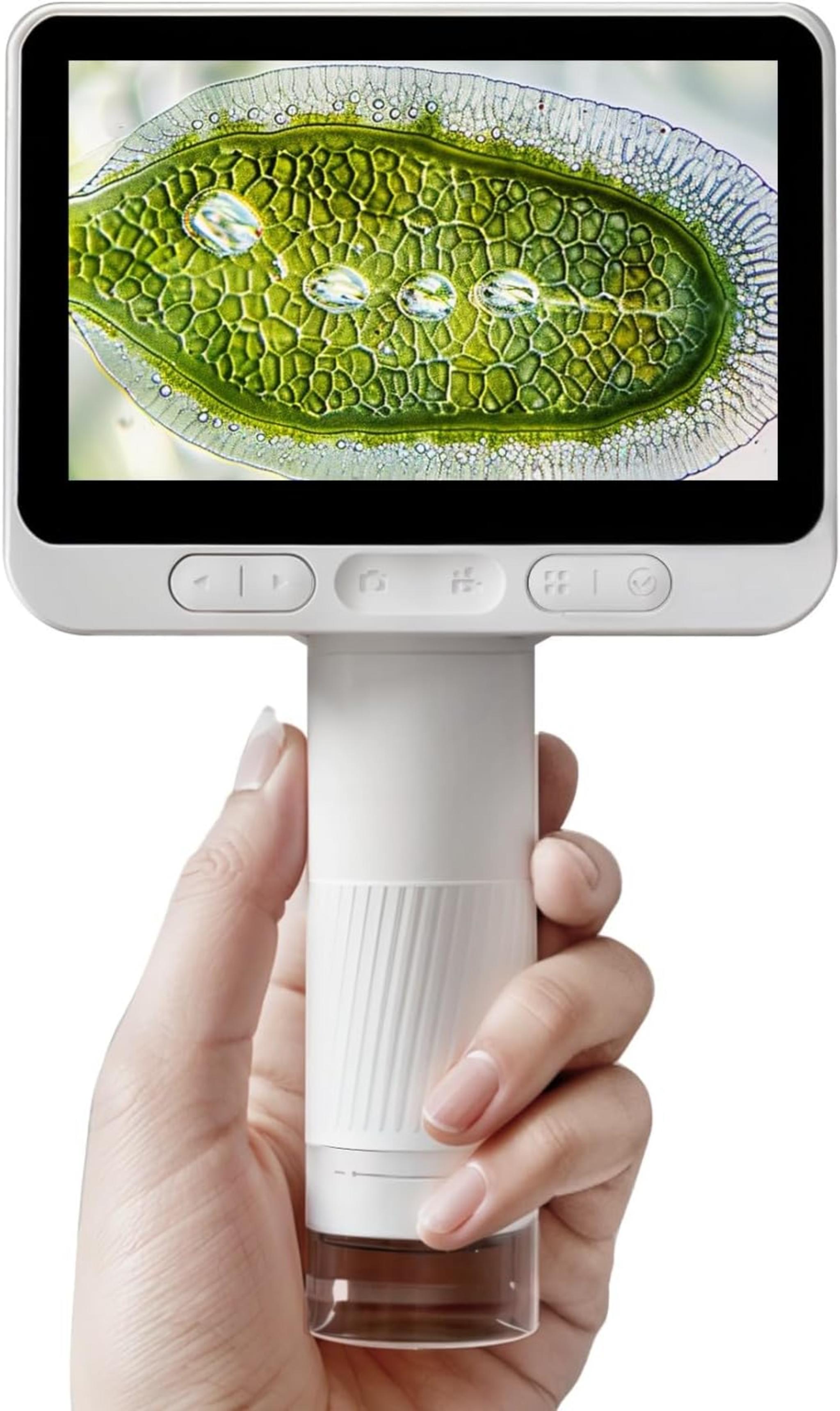 4 Inch Screen Digital Microscope for Kids, 1080P HD 1600X Magnification with 8G Card