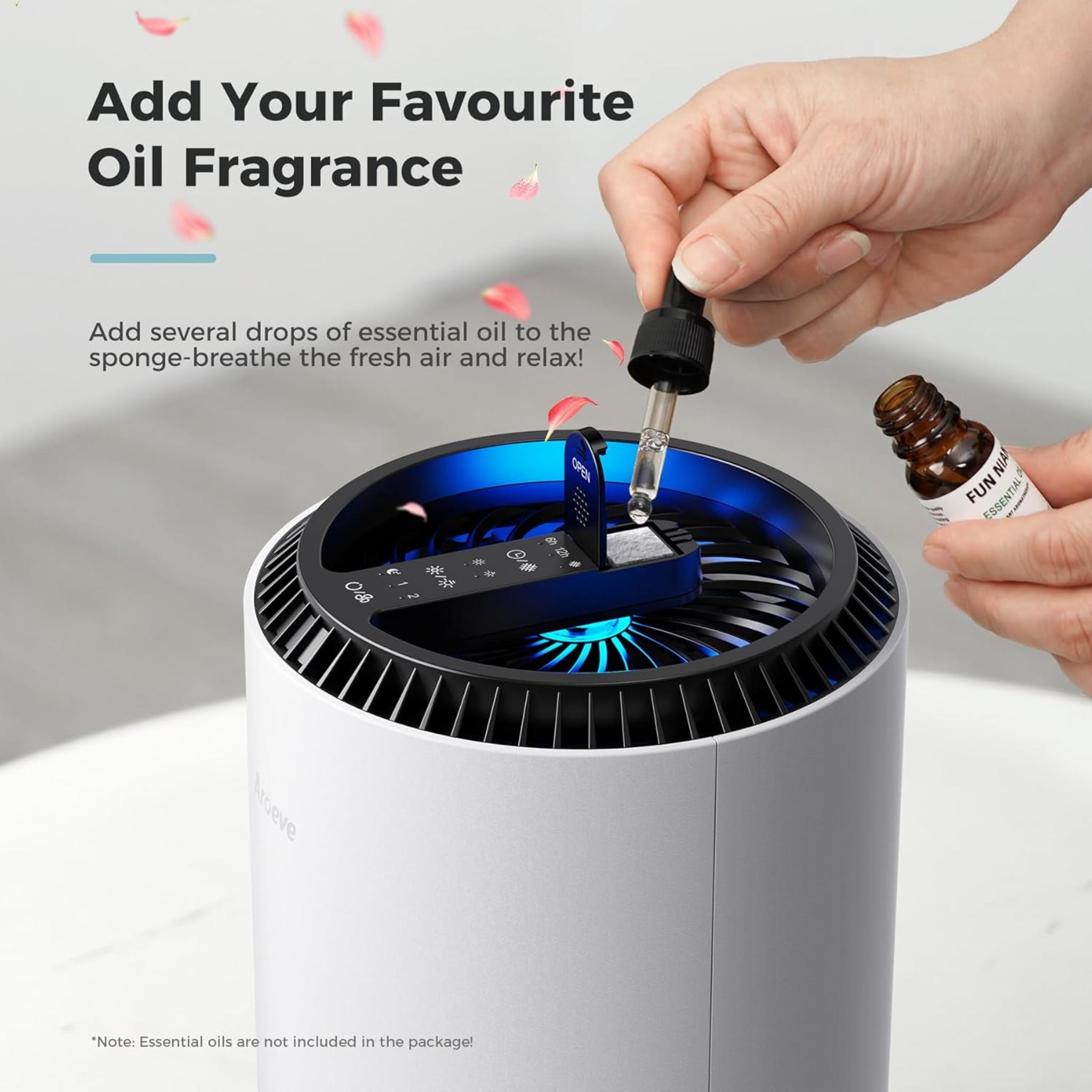 Air Purifier with 3-Layer Filter, Sleep Mode & Essential Oil Diffuser