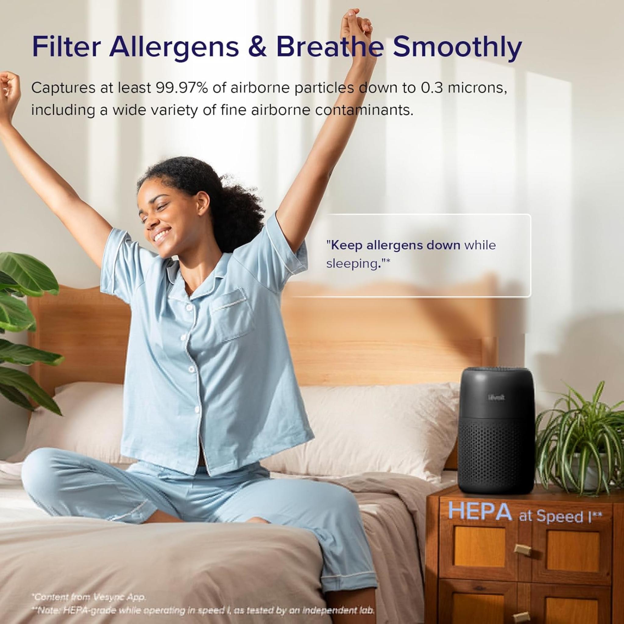 AHAM Verified Air Purifier for Bedroom, 3-in-1 Filter with Fragrance Sponge