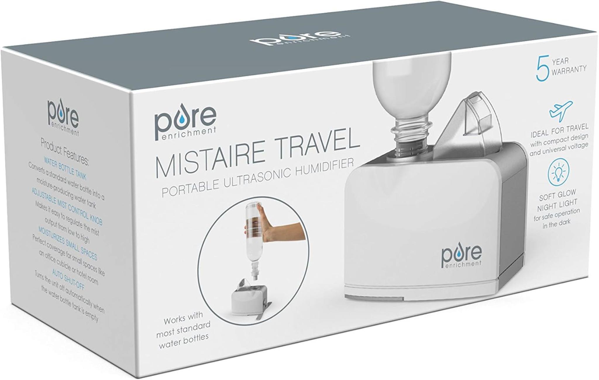 Travel Ultrasonic Cool Mist Water Bottle Humidifier with Auto Shut-Off & Mood Light