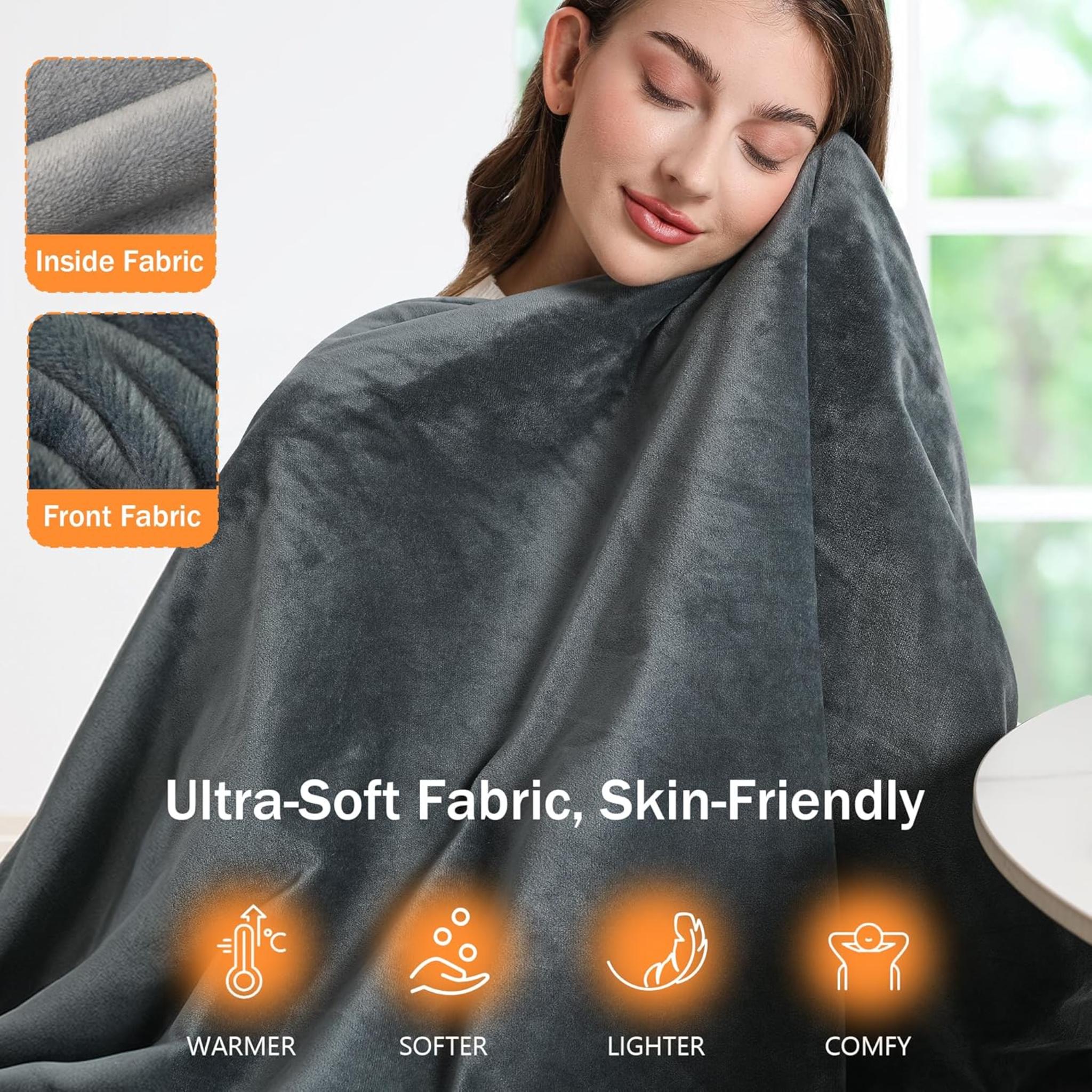 20000mAh Cordless Heated Blanket - Fast Heating Electric Throw with 3 Temperature Settings