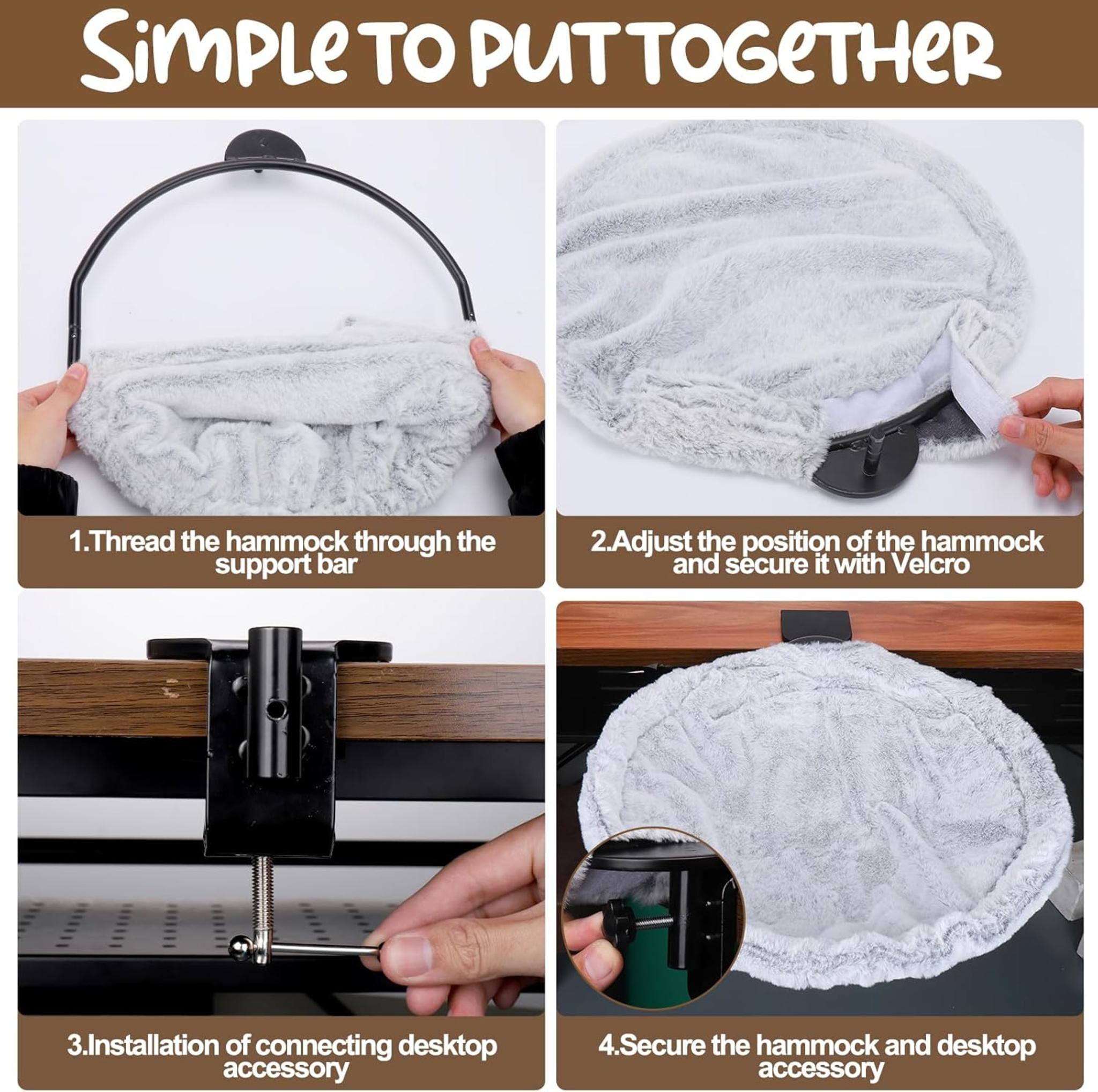 Cat Desk Bed with 180° Rotation - Space-Saving Desk Perch for Home Office