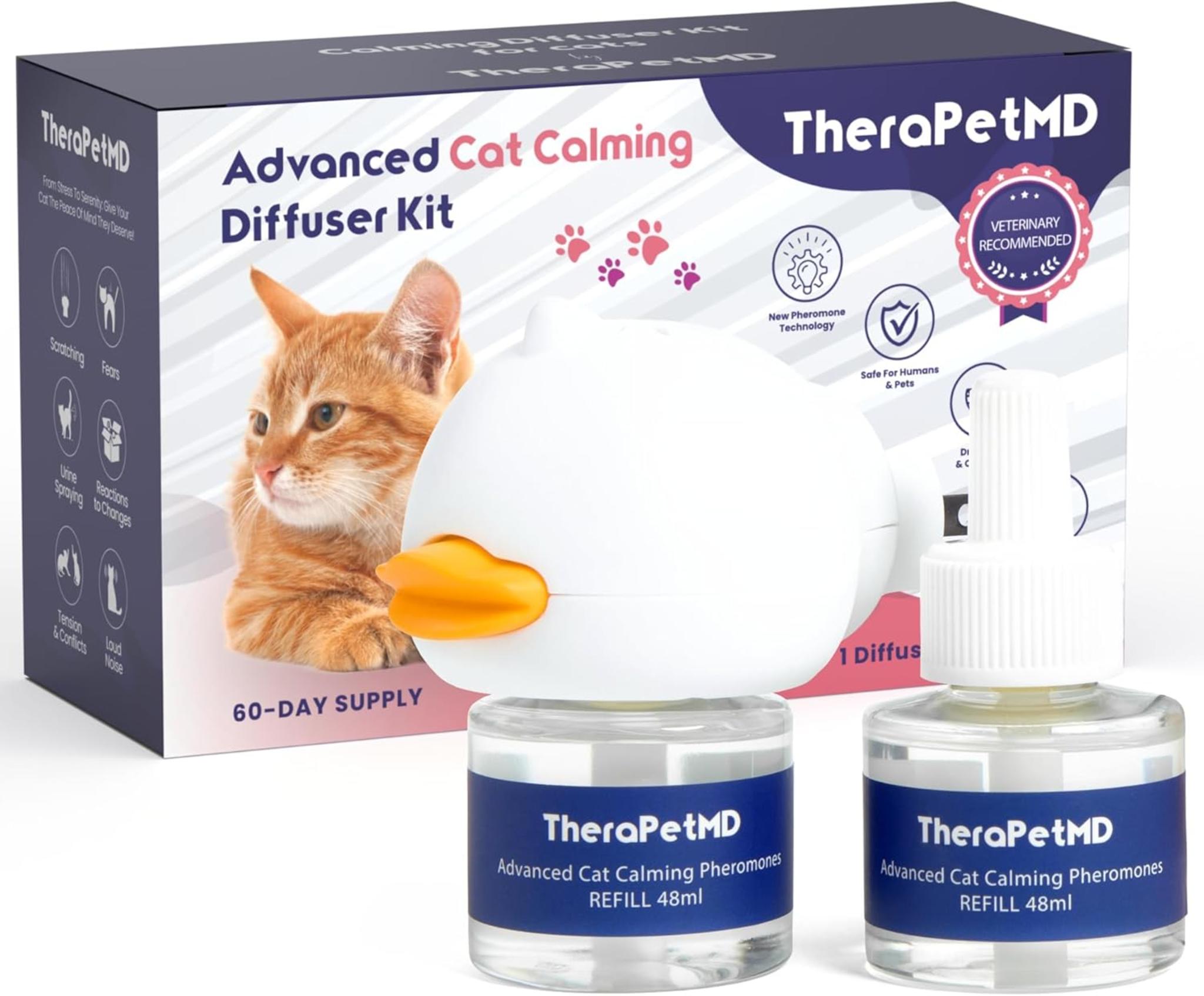 60-Day Cat Calming Diffuser with Refill - Reduces Stress, Spraying & Fighting