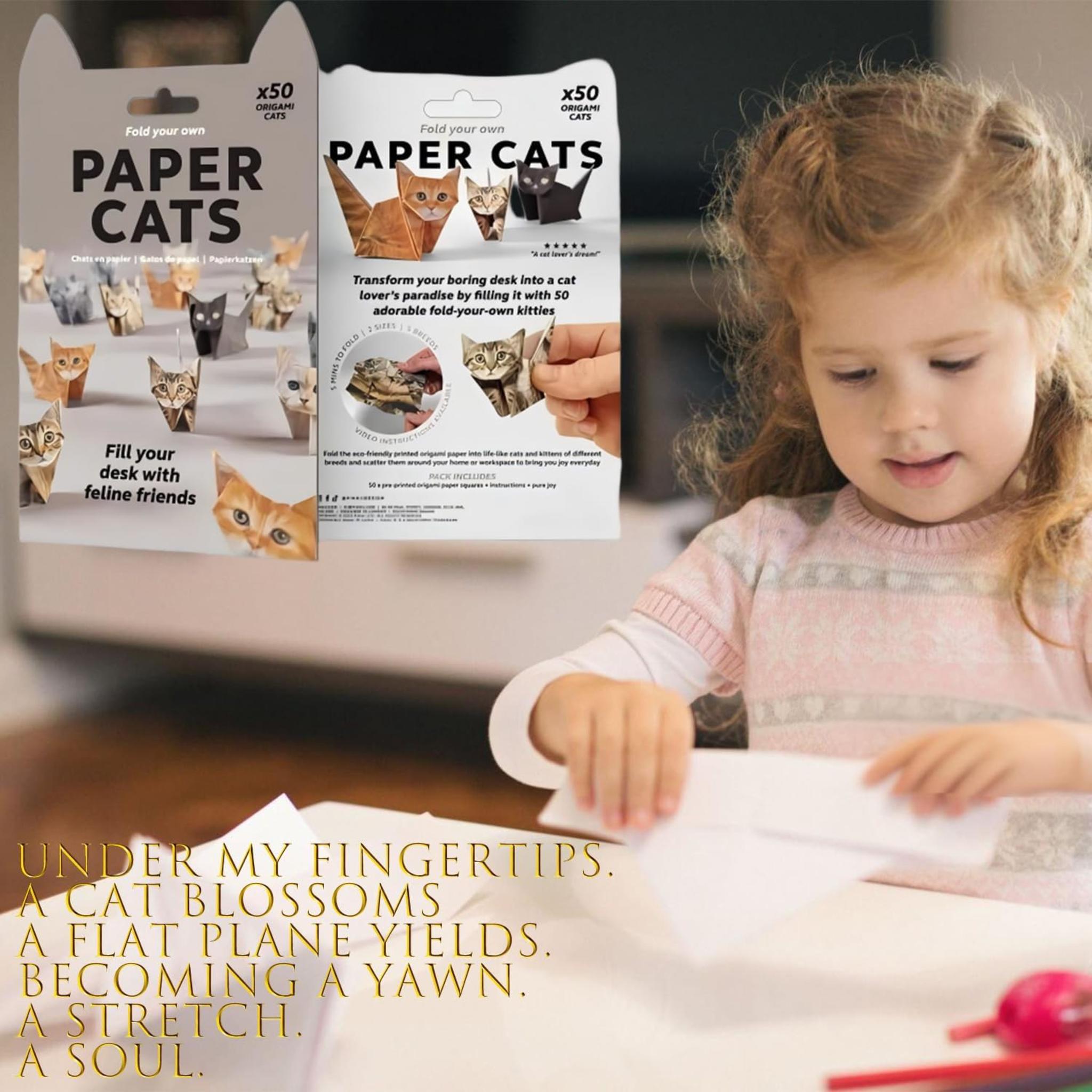 3D Origami Paper Cats Kit: 50 Sheets DIY Craft for Kids & Adults