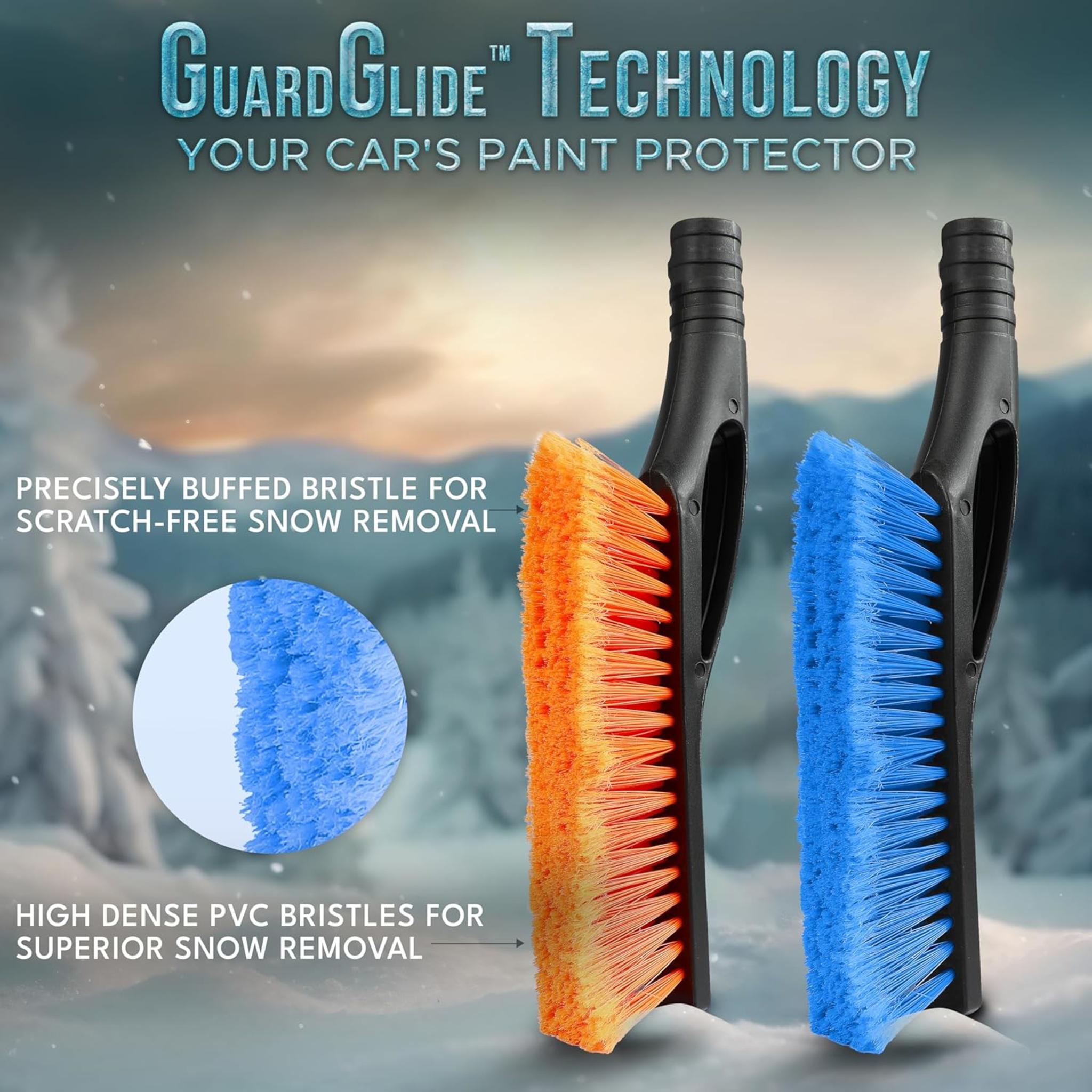 27" Car Snow Brush and Ice Scraper (2-Pack) | Scratch-Free Bristles & Aluminum Body | Winter Car Accessories