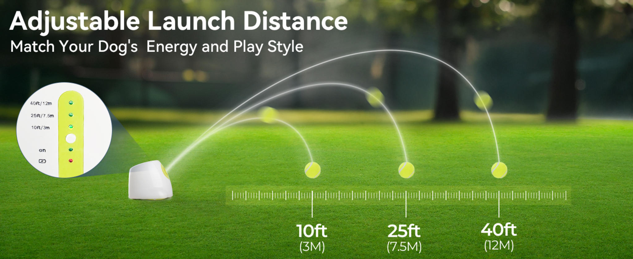 3 Adjustable Distances (10ft/25ft/40ft) - Includes 6 Tennis Balls image 9