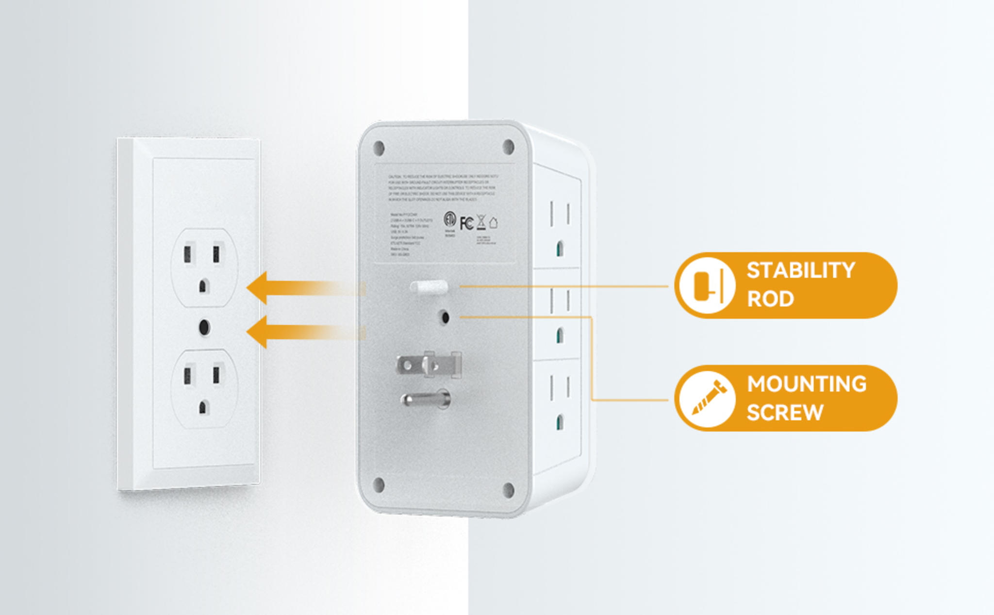 7-Outlet Wall Charger with 4 USB Ports (2 USB-C), Surge Protector & Night Light image 9