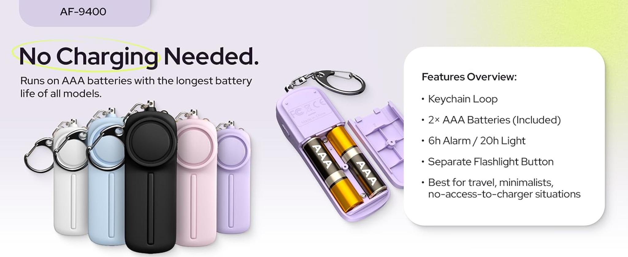 Rechargeable Personal Alarm Keychain - 130dB Siren, LED Light, 3-Pack for Safety image 10