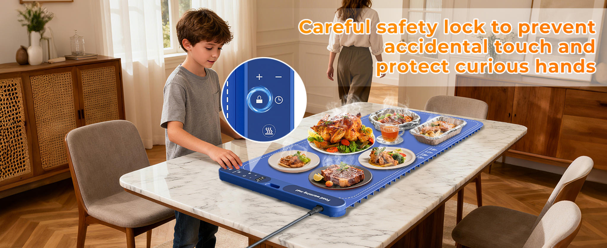 32x15 Inch Electric Silicone Food Warmer Mat with 7 Temp Levels & 8-Hour Timer image 10