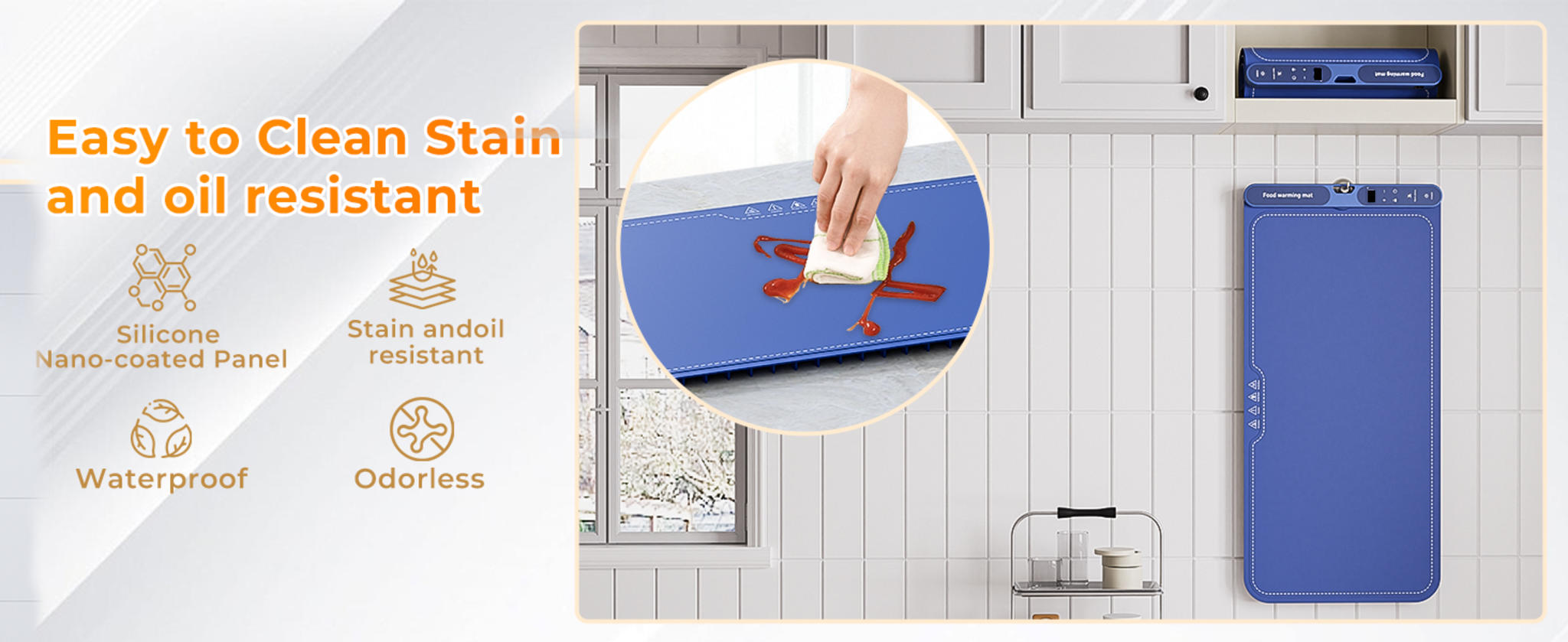 32x15 Inch Electric Silicone Food Warmer Mat with 7 Temp Levels & 8-Hour Timer image 12