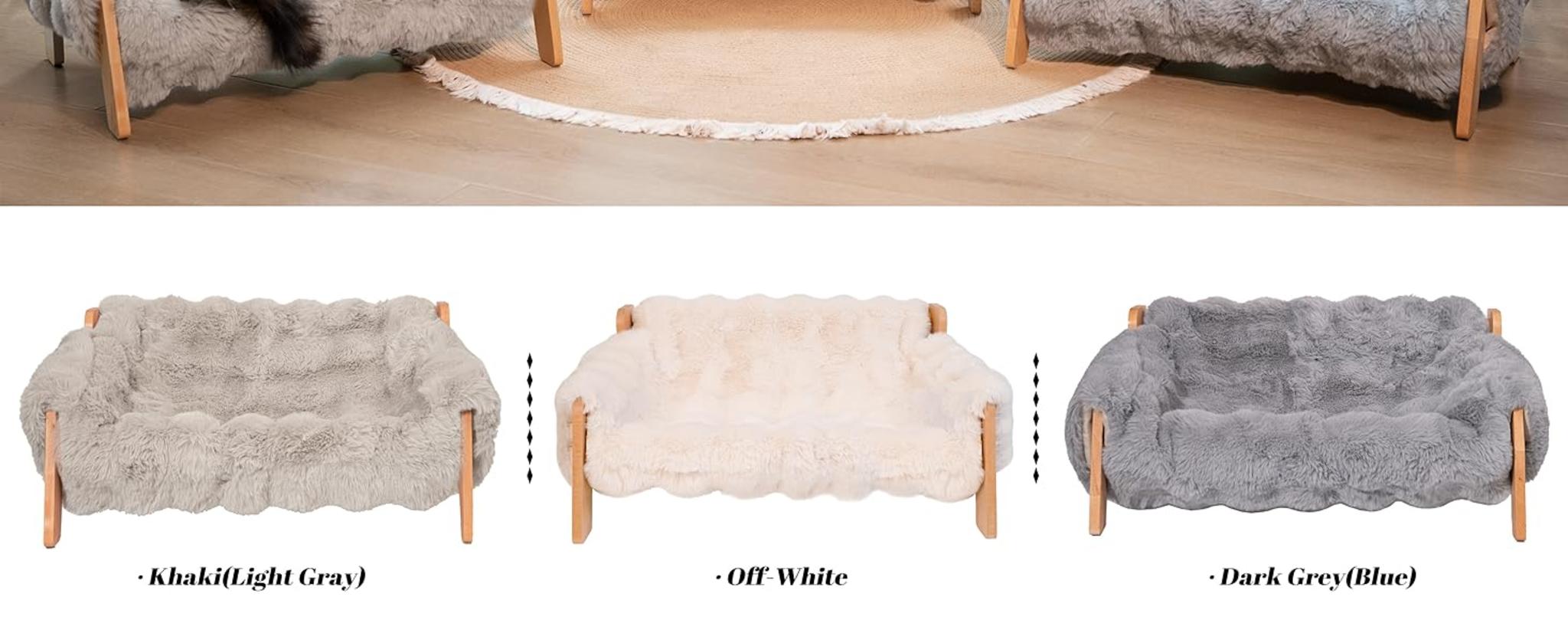 Elevated Cat Couch Bed with Removable Washable Cover, Solid Wood Frame for Indoor Cats and Small Dogs image 8