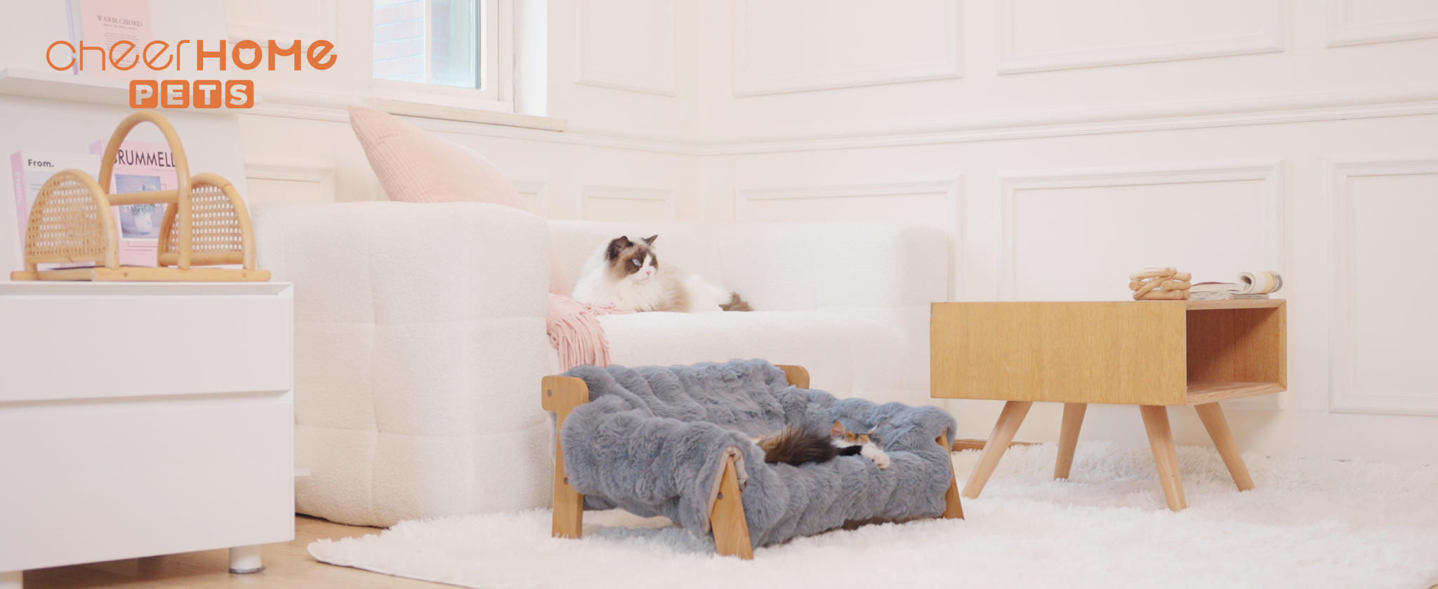 Elevated Cat Couch Bed with Removable Washable Cover, Solid Wood Frame for Indoor Cats and Small Dogs image 26