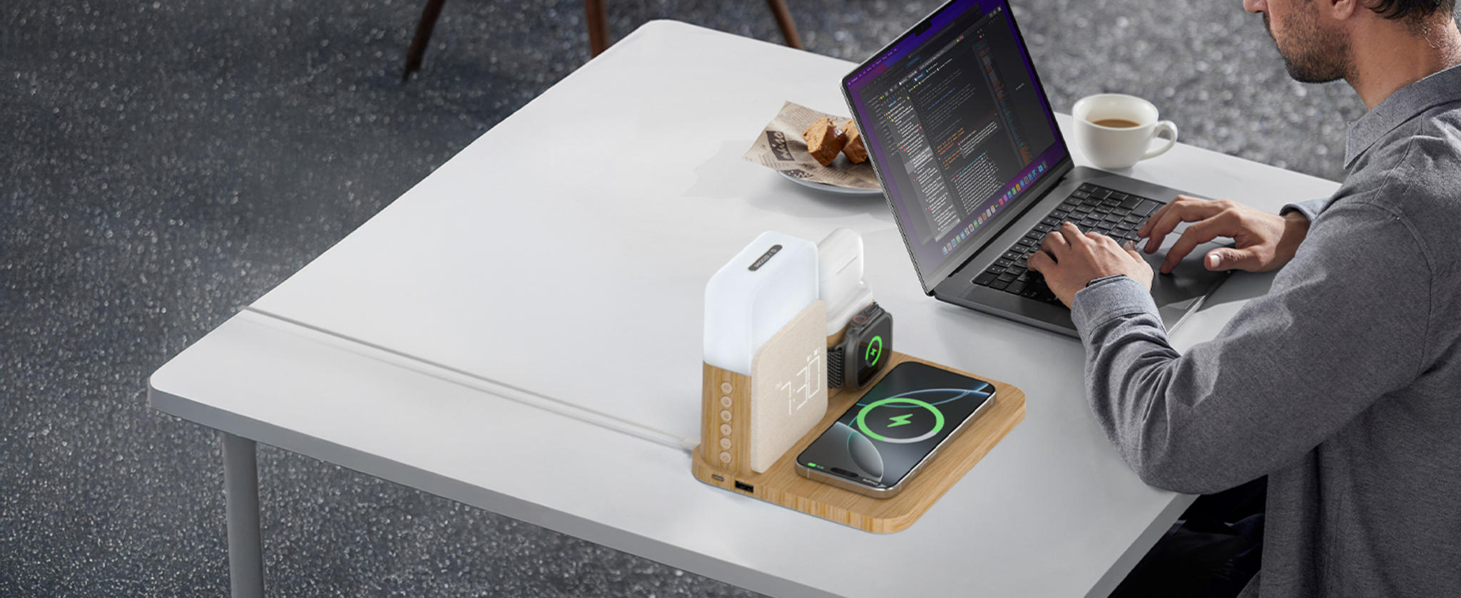 7-in-1 Wireless Charging Station with Alarm Clock and Night Light image 18