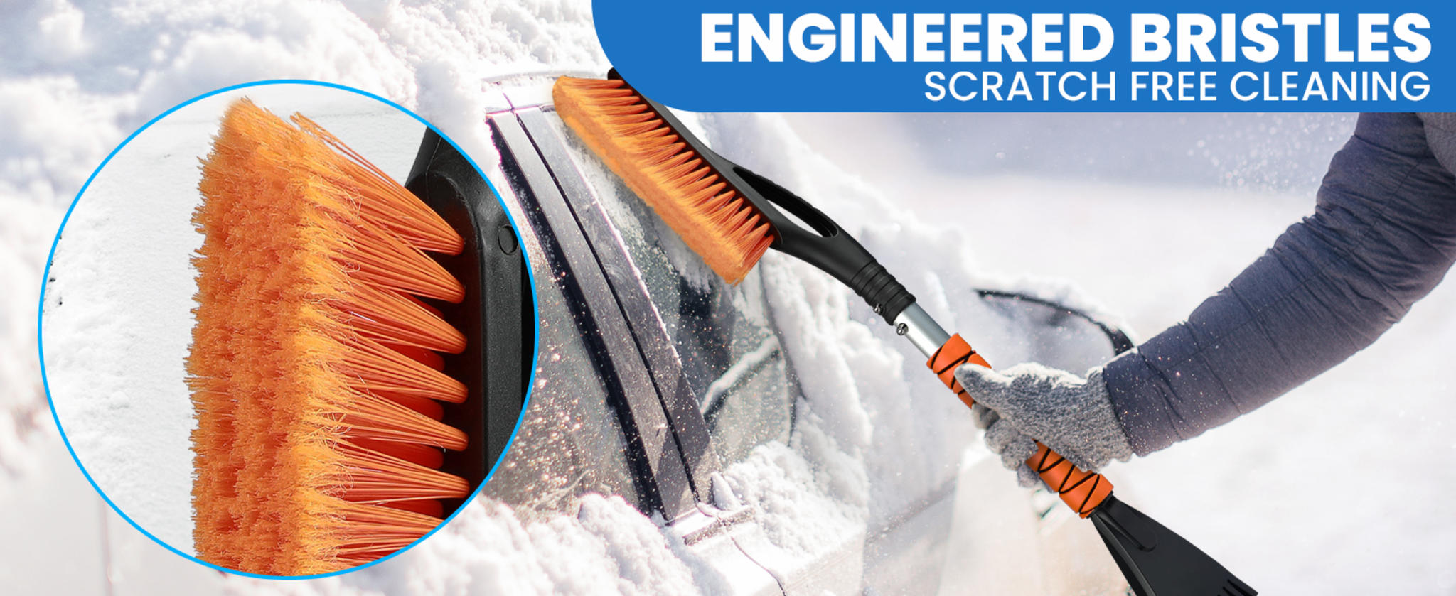 27" Car Snow Brush and Ice Scraper (2-Pack) | Scratch-Free Bristles & Aluminum Body | Winter Car Accessories image 10