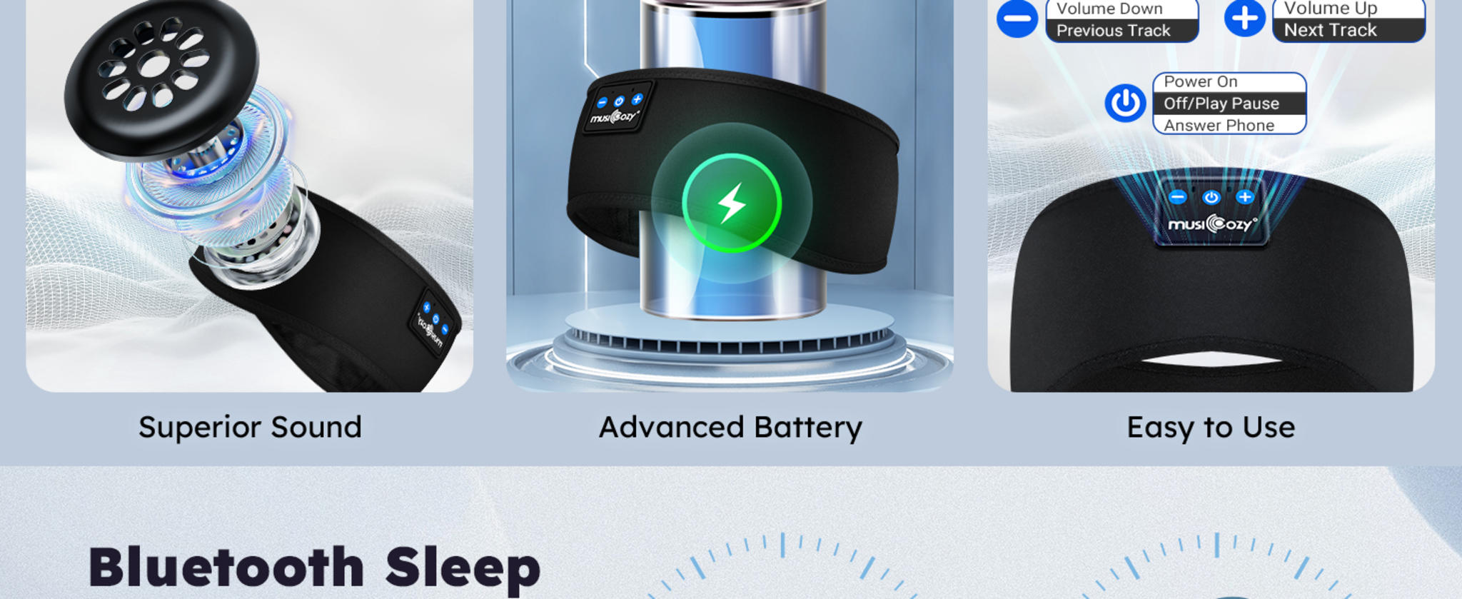 Sleep & Sports Bluetooth Headband with Ultra-Thin Speakers, 14-Hour Playtime, Sweat-Resistant image 9