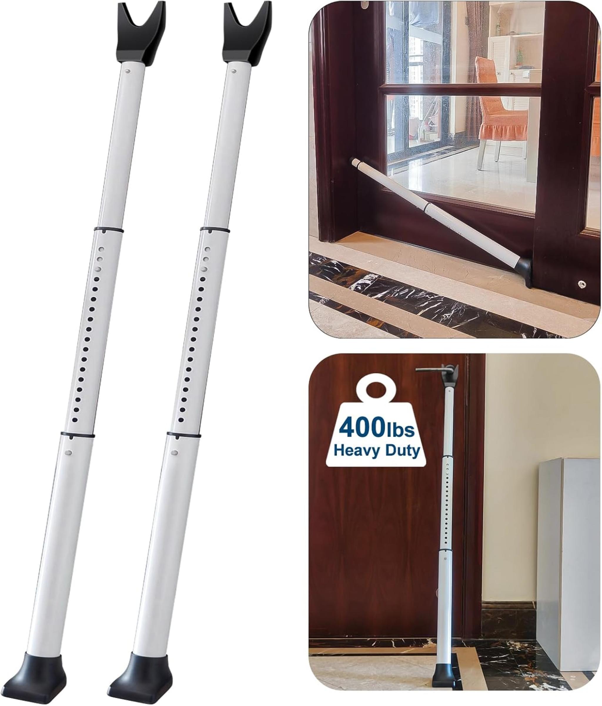 2-Pack Heavy Duty Adjustable Door Security Bar, 400 lbs Pressure Resistance, No Installation Required