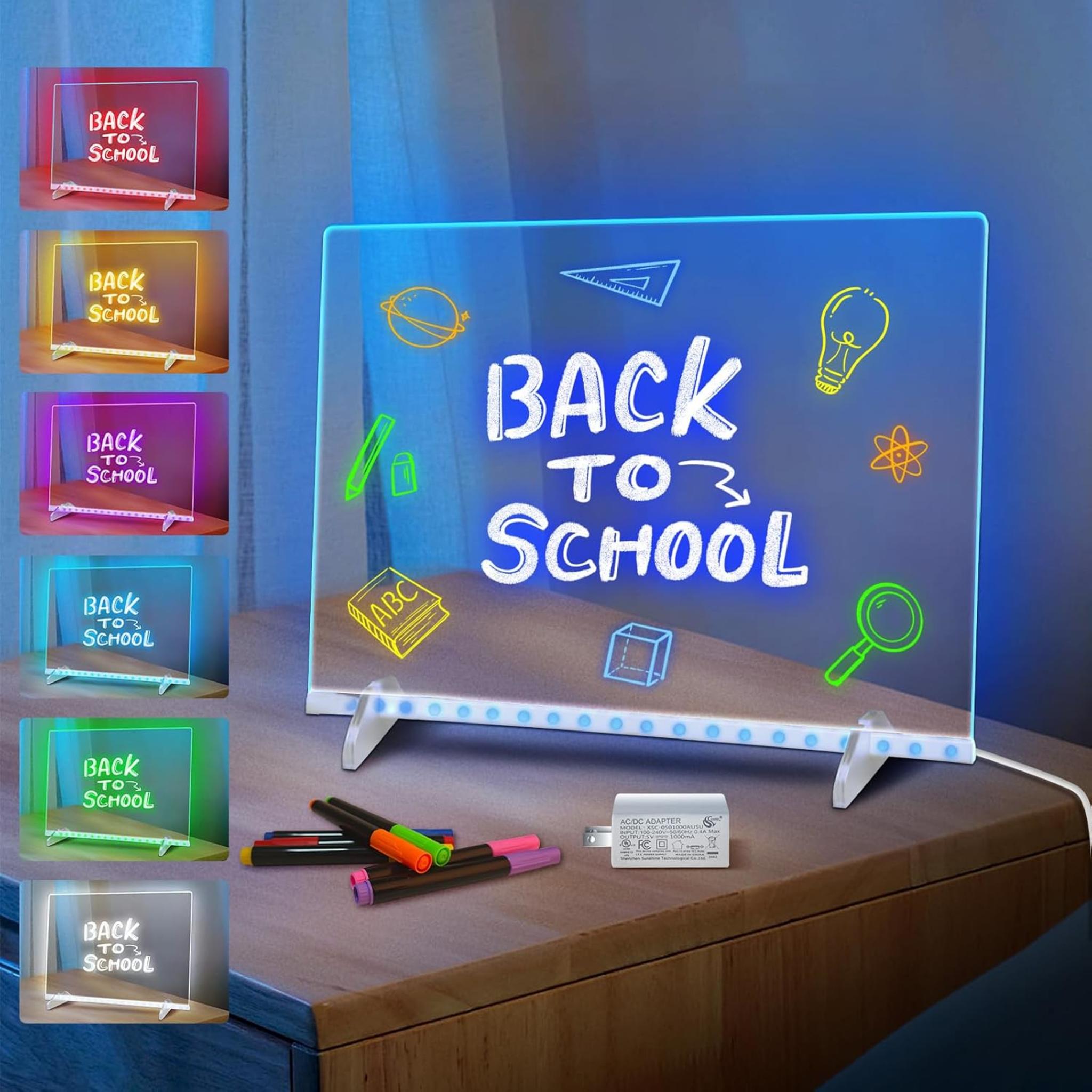 LED Drawing Board with 7 Colors, Includes Markers and Accessories