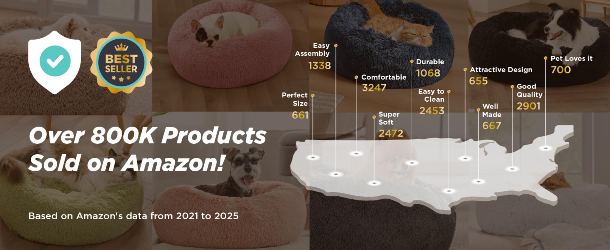 Anti-Slip Base, Plush Faux Fur, Fits up to 45 lbs - OEKO-TEX Certified image 22