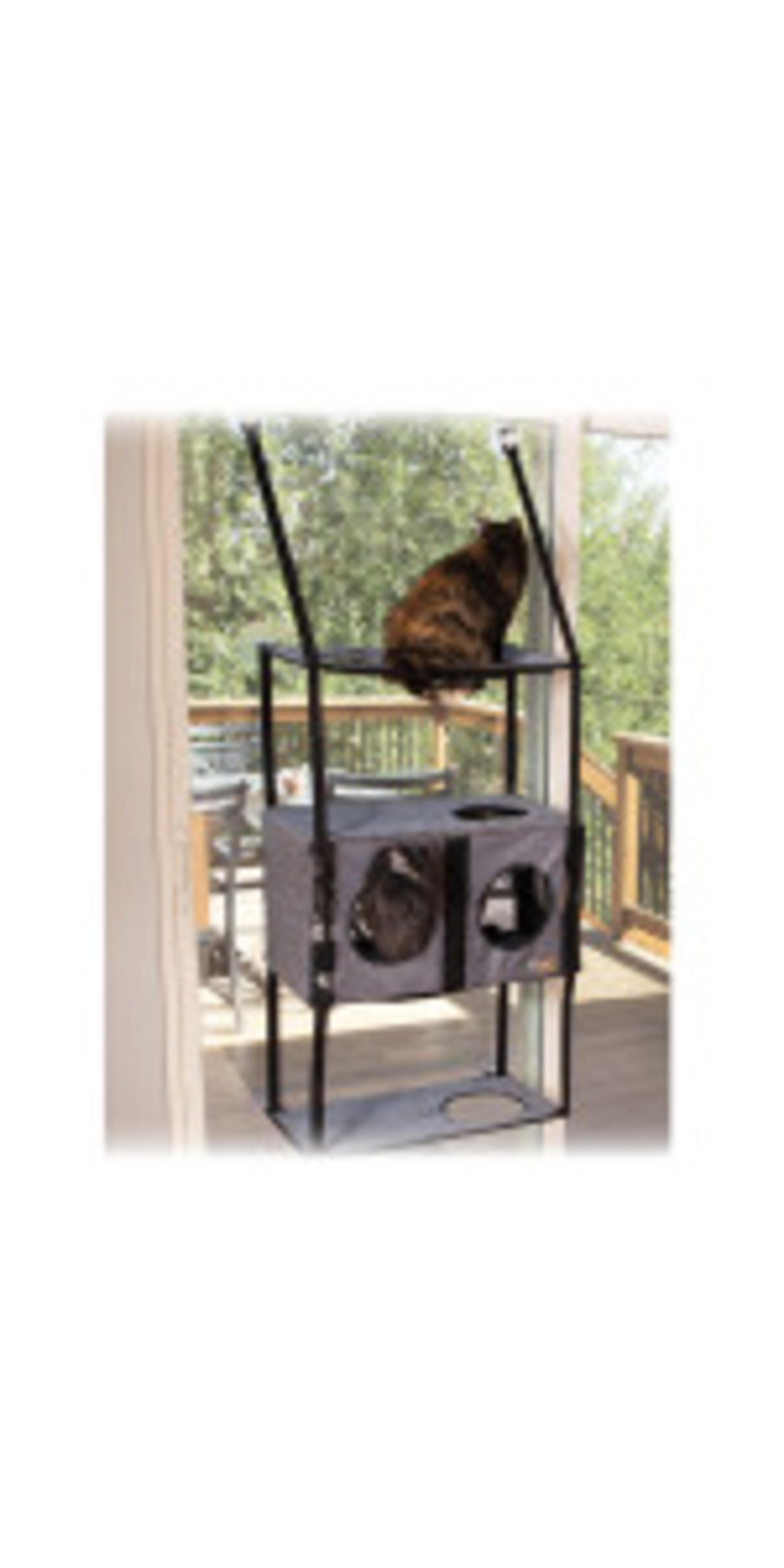 3-Level Door Mounted Cat Tree with Mesh Windows & Space Saving Design image 15