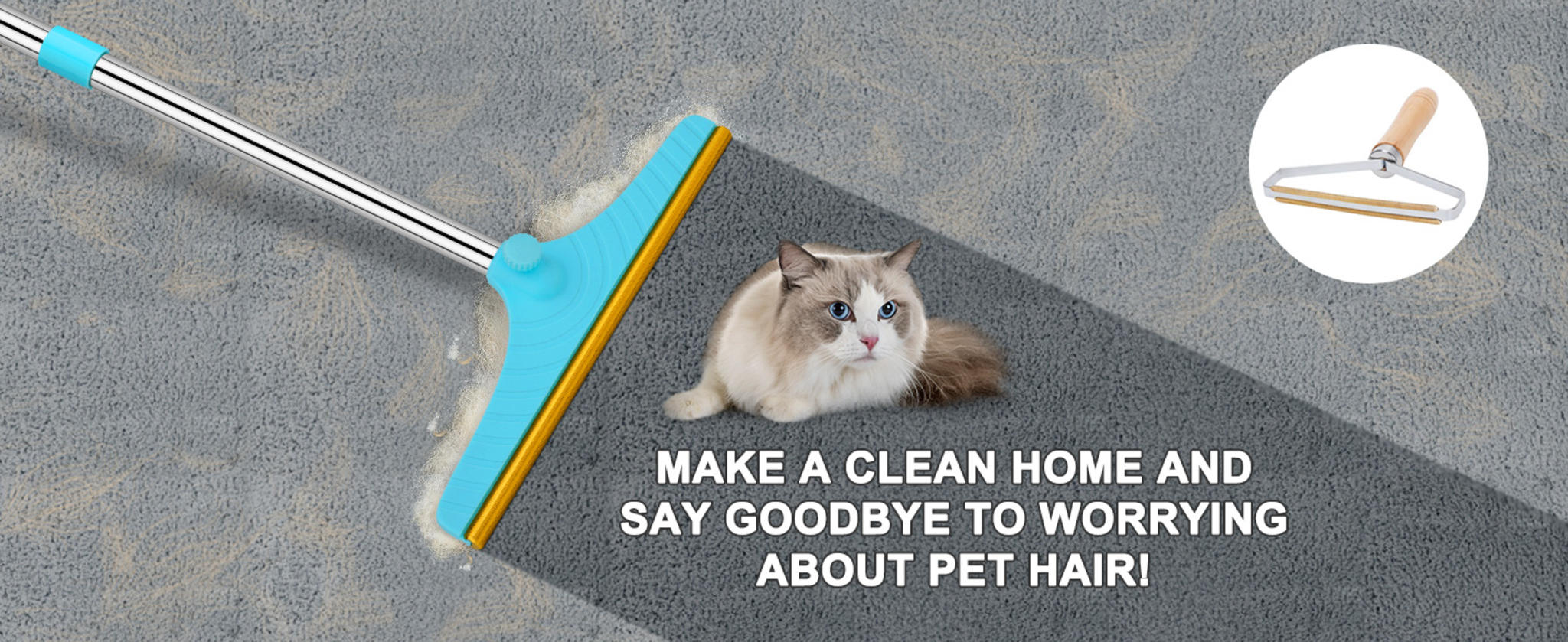 60" Adjustable Pet Hair Carpet Rake with Y-Shaped Remover image 9