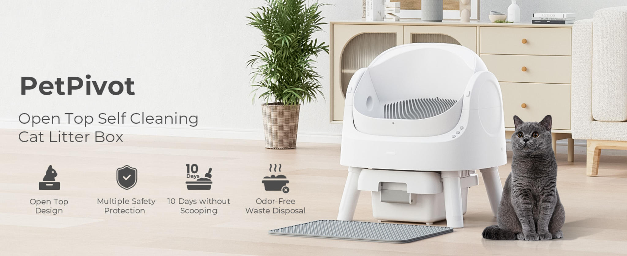 Automatic Self-Cleaning Cat Litter Box - Open Top Design for Multiple Cats image 7