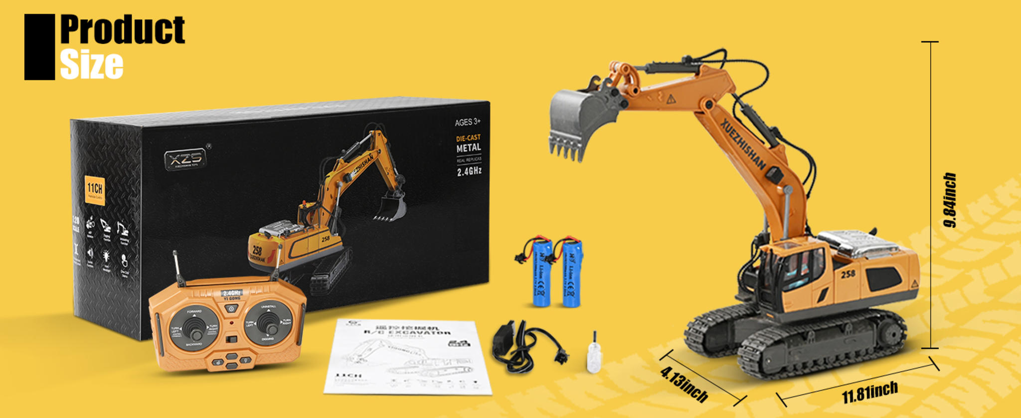680° Rotating Remote Control Excavator Toy with Metal Shovel image 14
