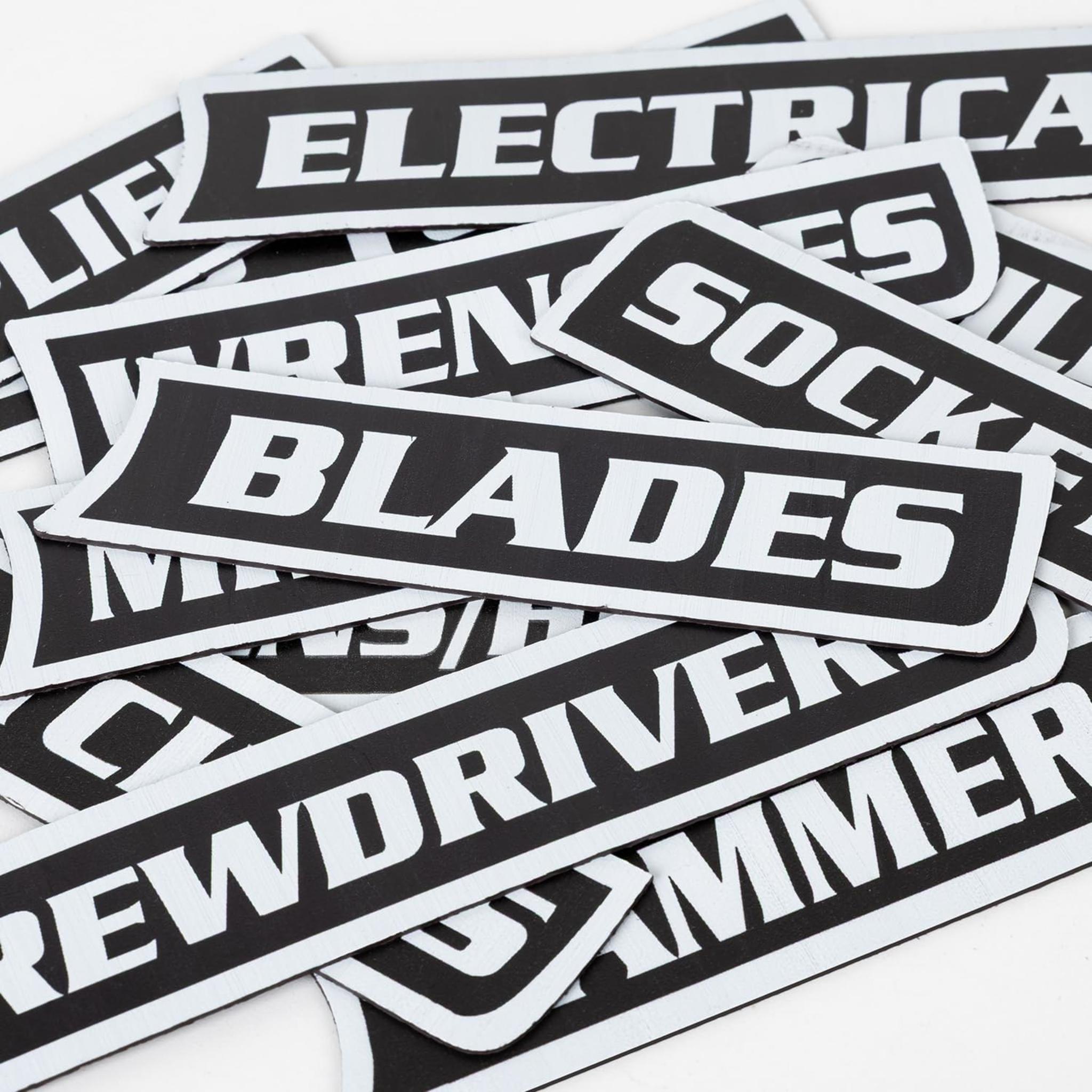 12-Pack Magnetic Toolbox Labels for Steel Storage