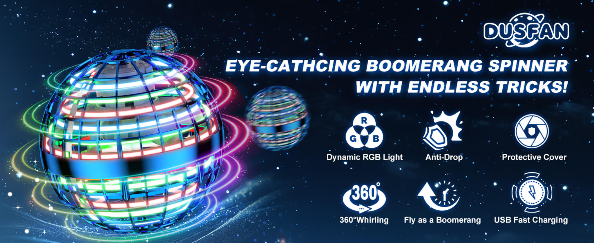 AI Flying Orb Ball Toy with LED Lights, 4 Flight Modes for Ages 6+ image 6