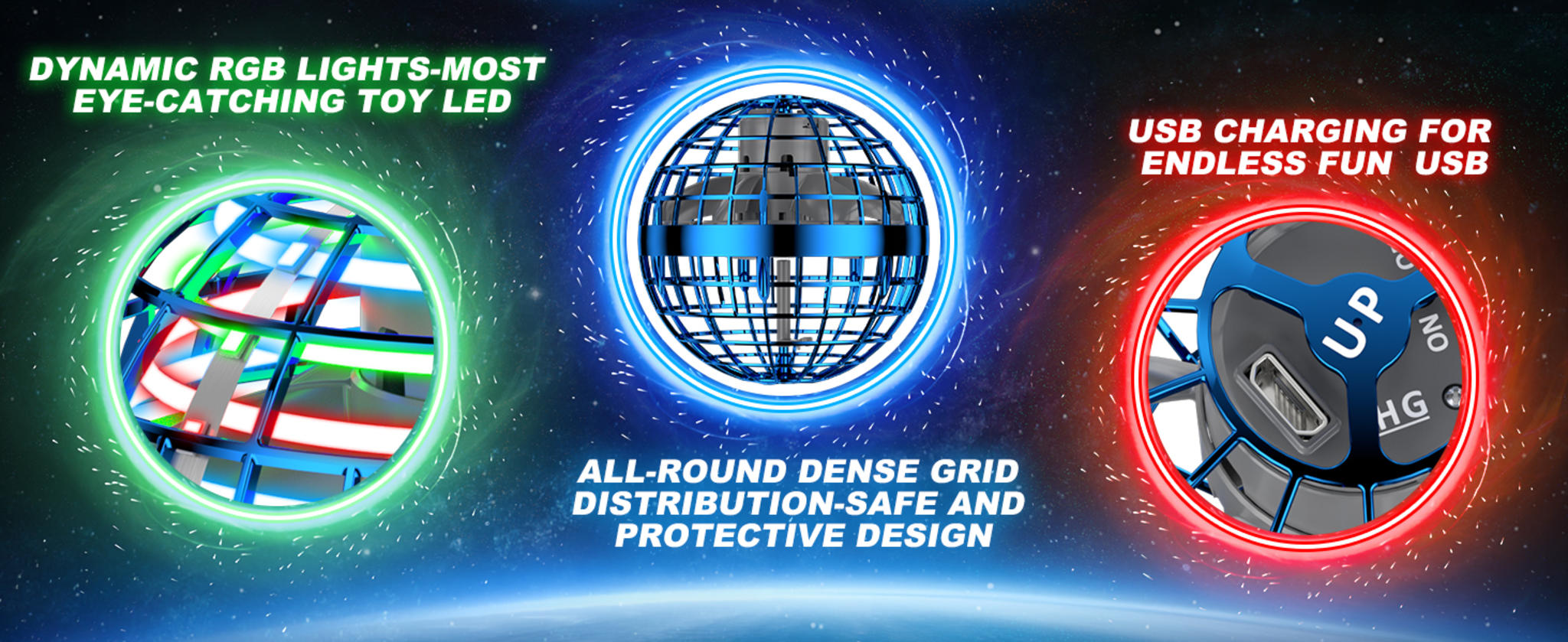 AI Flying Orb Ball Toy with LED Lights, 4 Flight Modes for Ages 6+ image 9