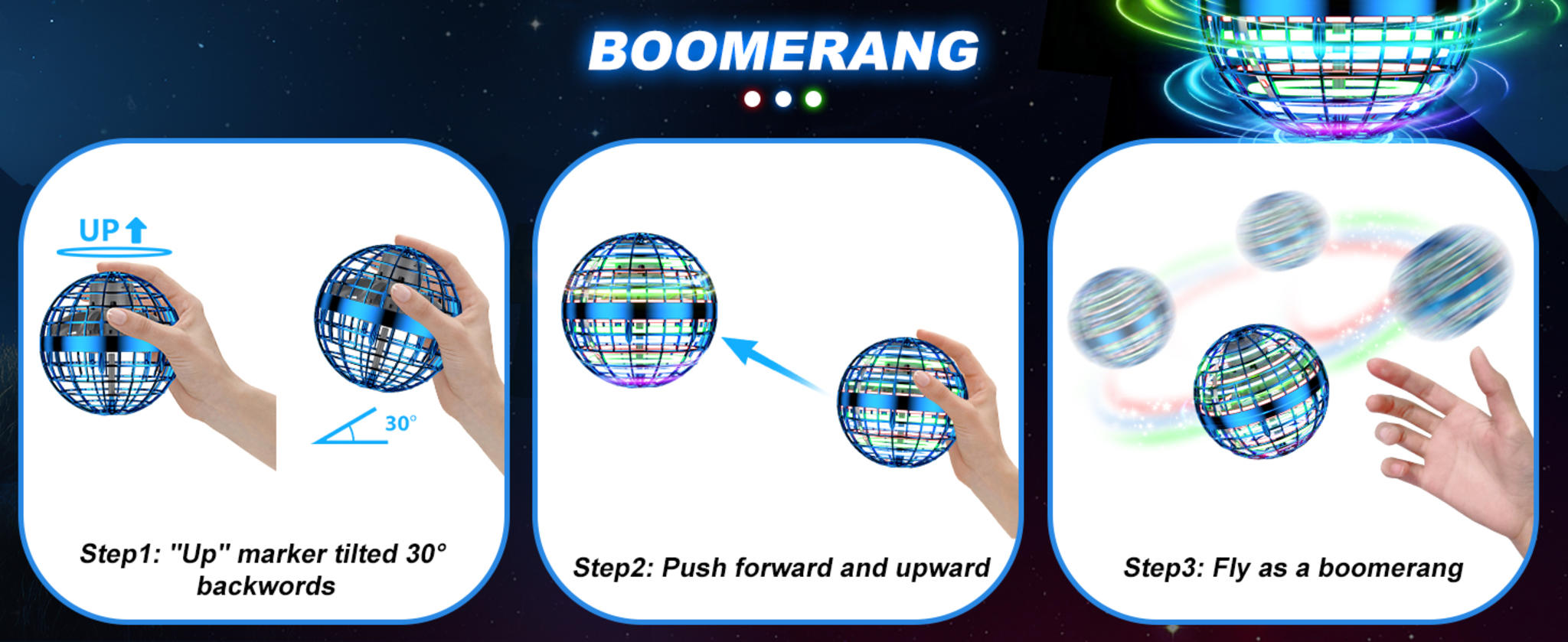 AI Flying Orb Ball Toy with LED Lights, 4 Flight Modes for Ages 6+ image 15