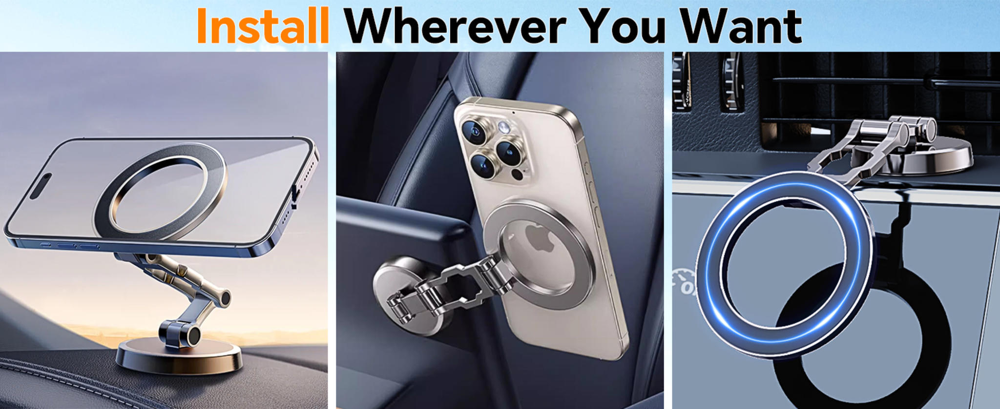 All-Metal Tri-Fold Magnetic Car Phone Mount image 9