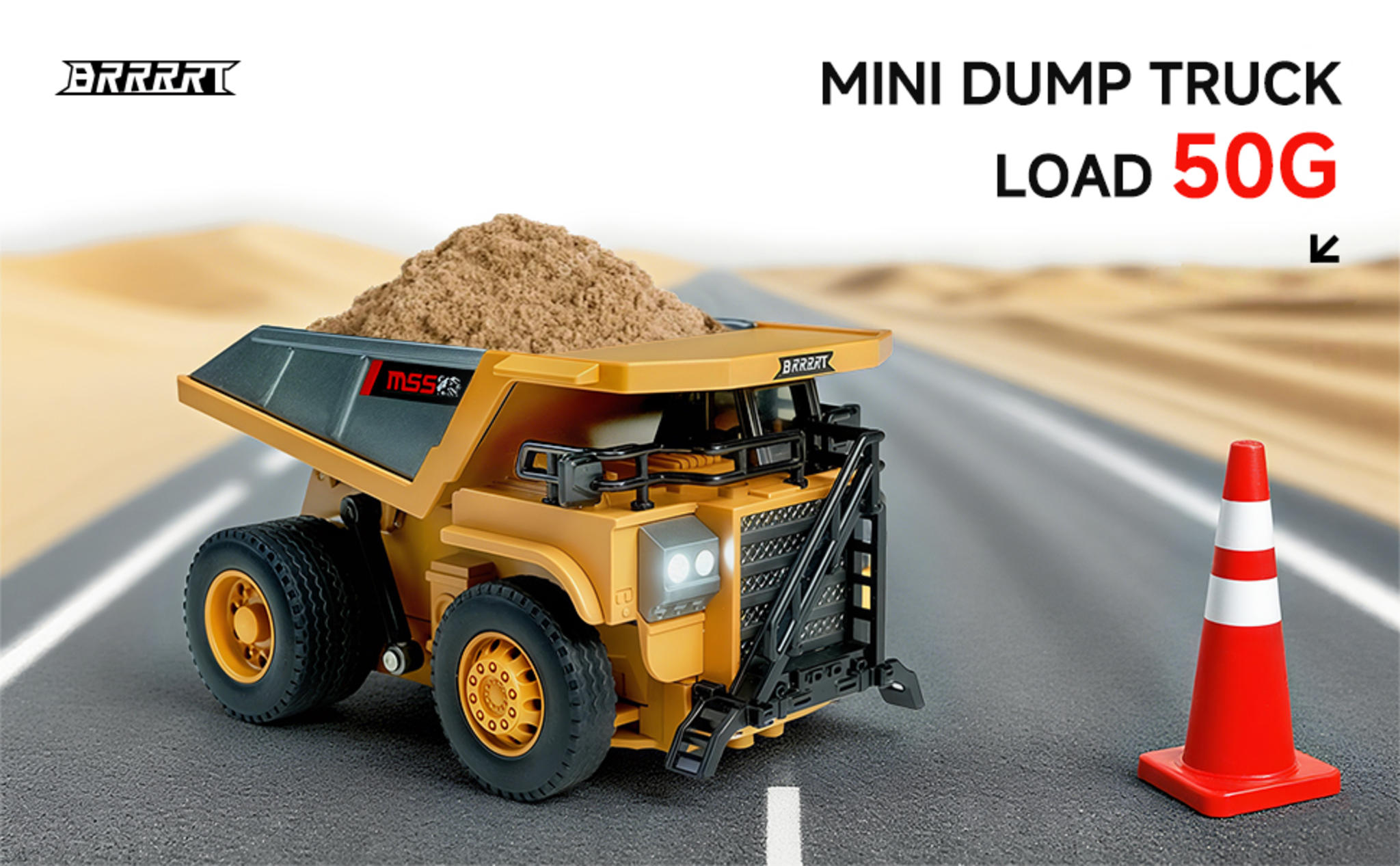 1/64 Mini RC Dump Truck with Metal Bed & Lights, 8-Channel Remote Control image 8