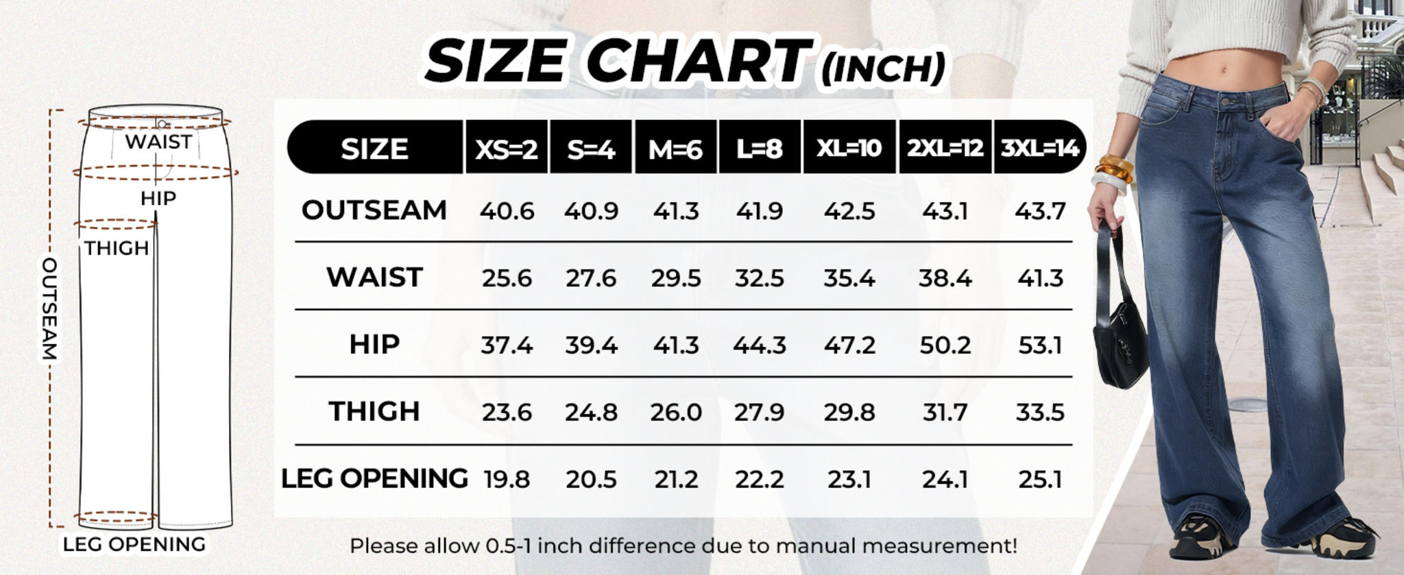 Women's Baggy Jeans Mid-Low Waist Boyfriend Vintage Wide Leg Denim Pants image 9