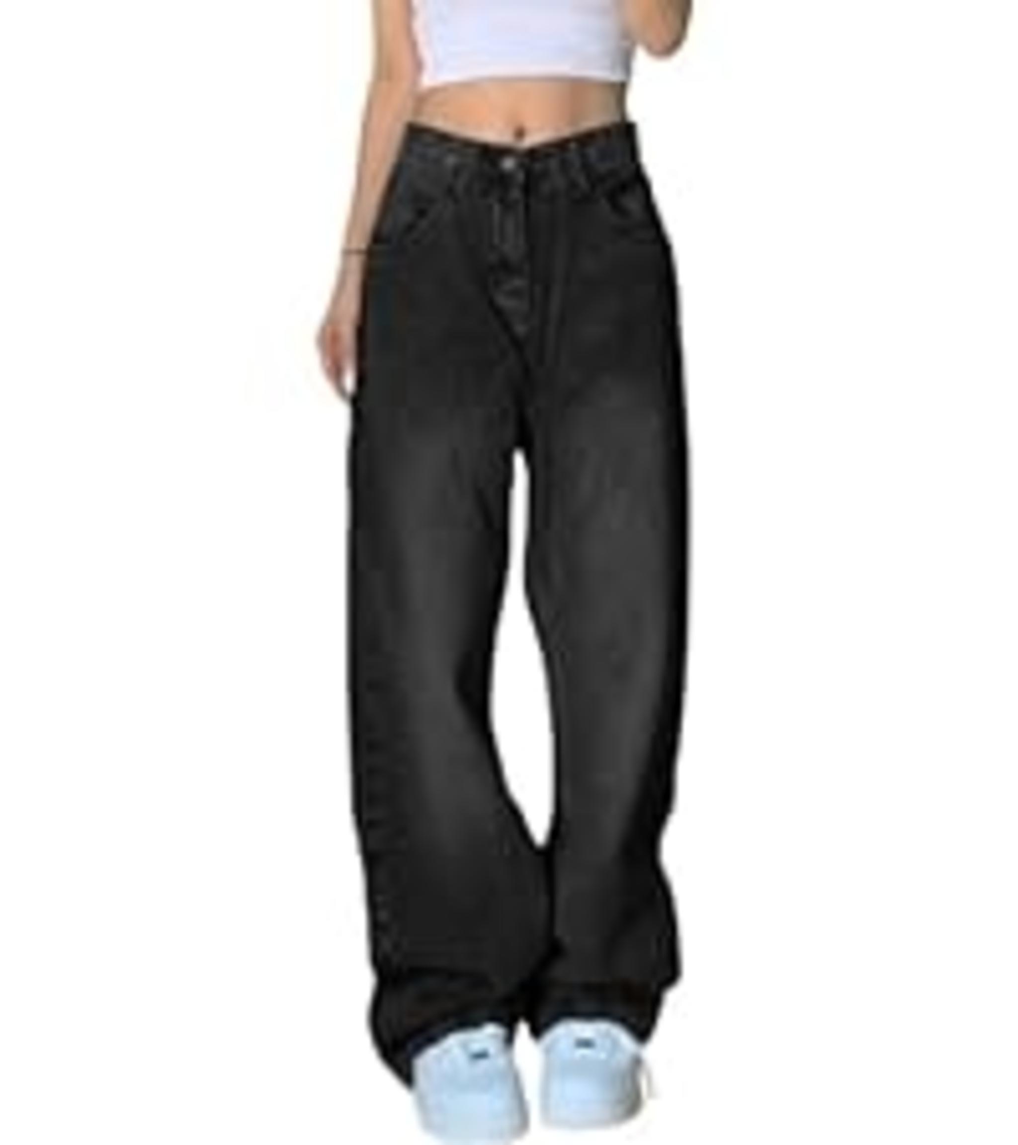 Women's Baggy Jeans Mid-Low Waist Boyfriend Vintage Wide Leg Denim Pants image 14