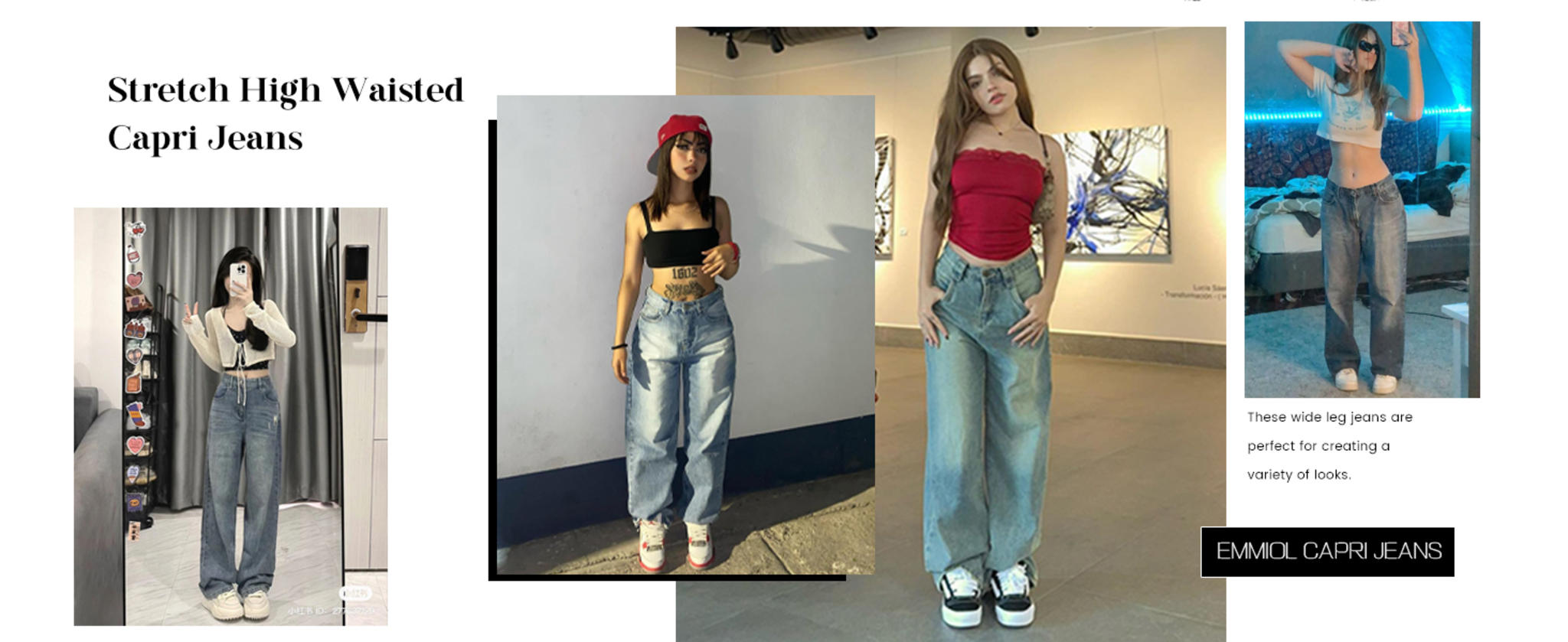 Women's Baggy Jeans Mid-Low Waist Boyfriend Vintage Wide Leg Denim Pants image 21