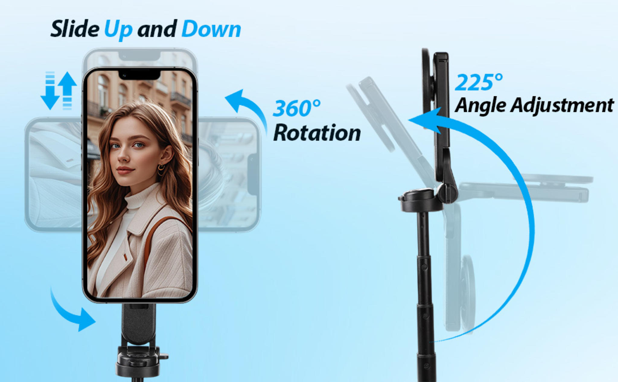4-in-1 Magnetic Selfie Stick Tripod with Wireless Remote, 360° Rotation Phone Holder image 9
