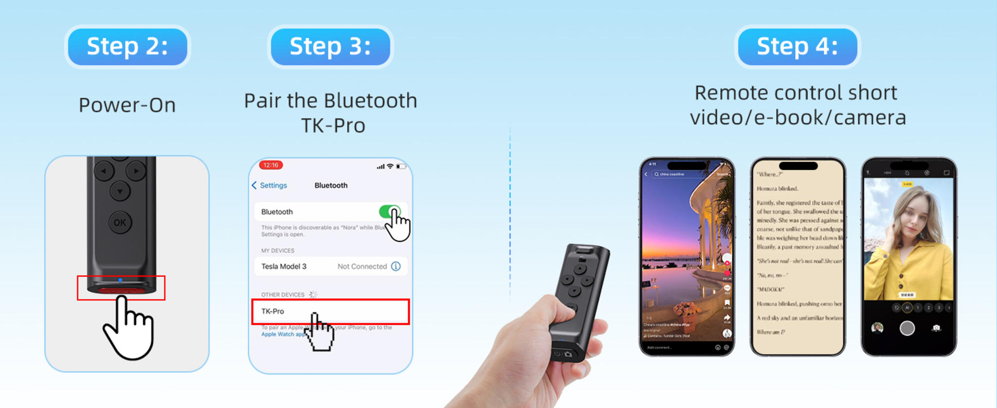 Bluetooth Remote Control with Phone Stand for Video Apps, E-Book Reading & Camera Shutter image 14
