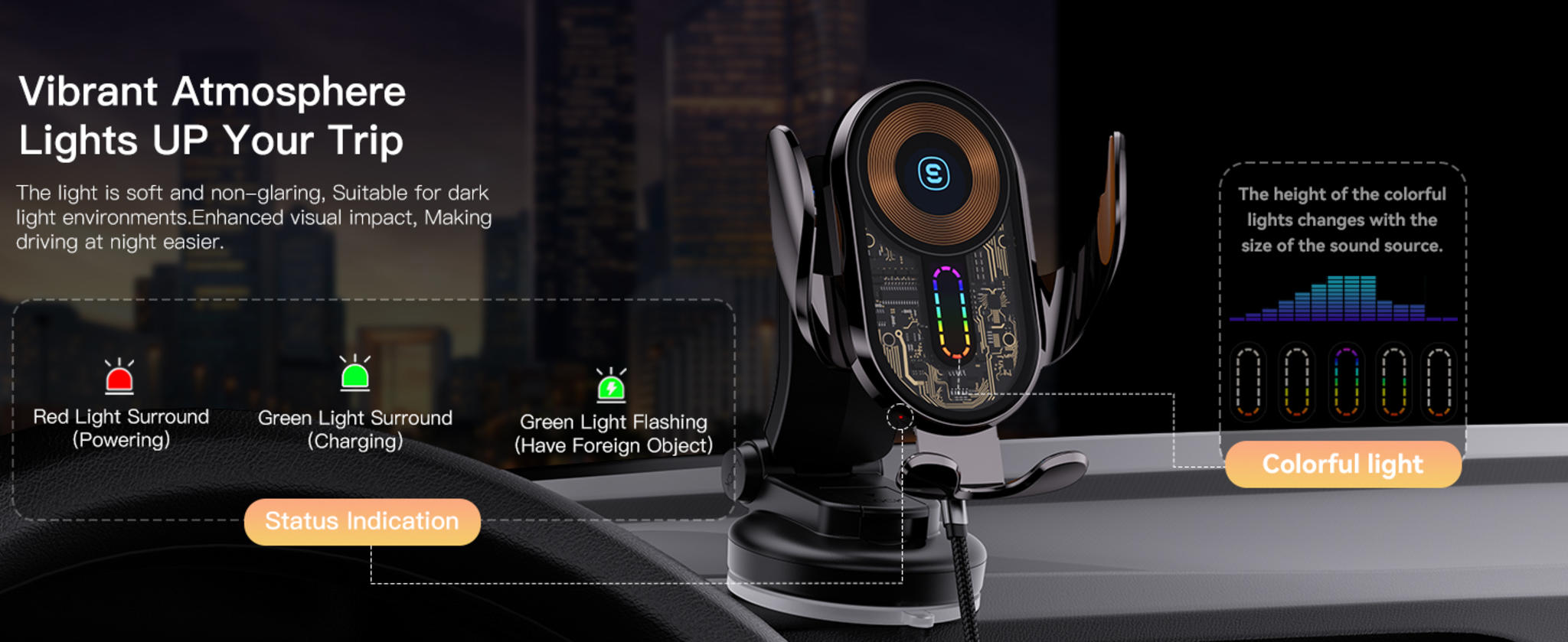 15W Fast Wireless Car Charger with Auto Clamping Phone Holder Mount image 12