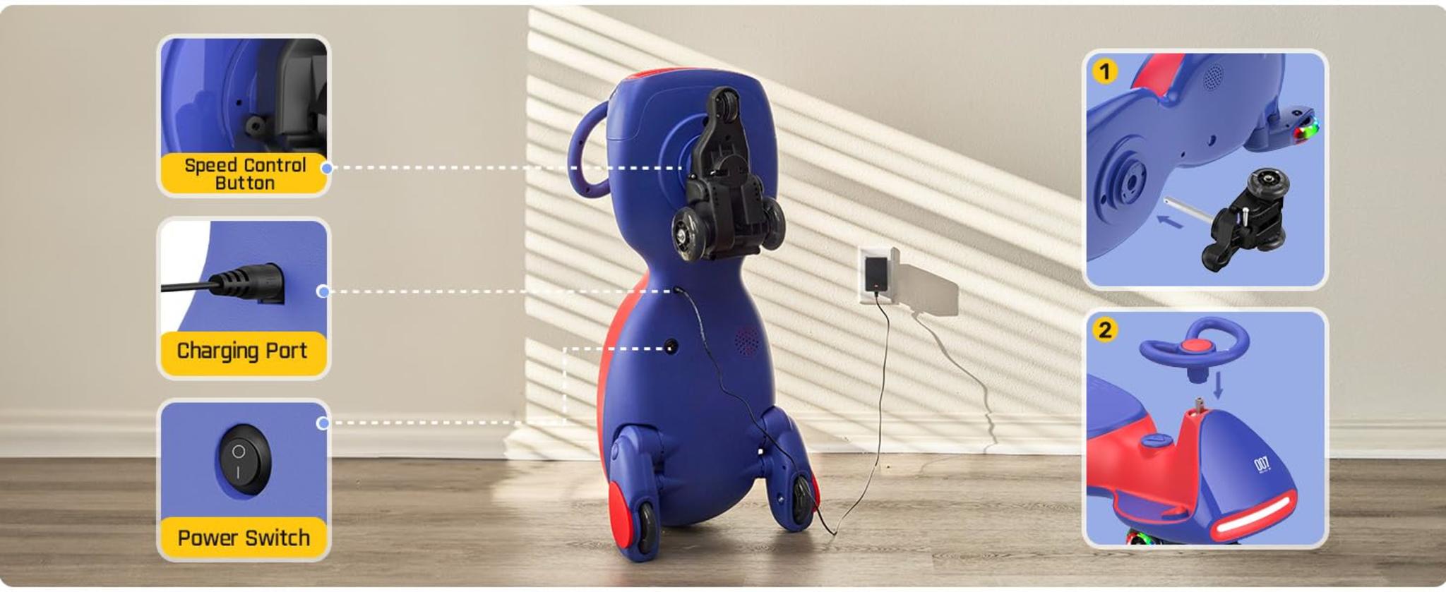 Electric Wiggle Car with Pedal - 2-in-1 Swing Car with 360° Steering & Bluetooth image 9