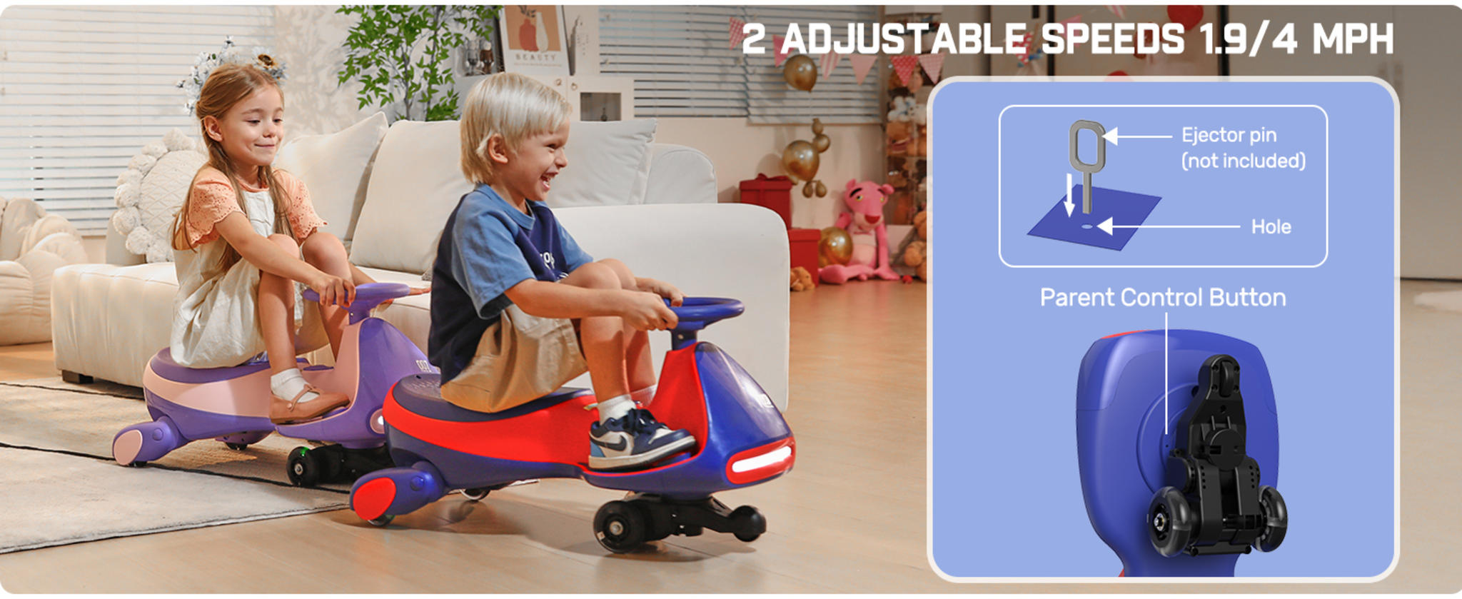 Electric Wiggle Car with Pedal - 2-in-1 Swing Car with 360° Steering & Bluetooth image 18