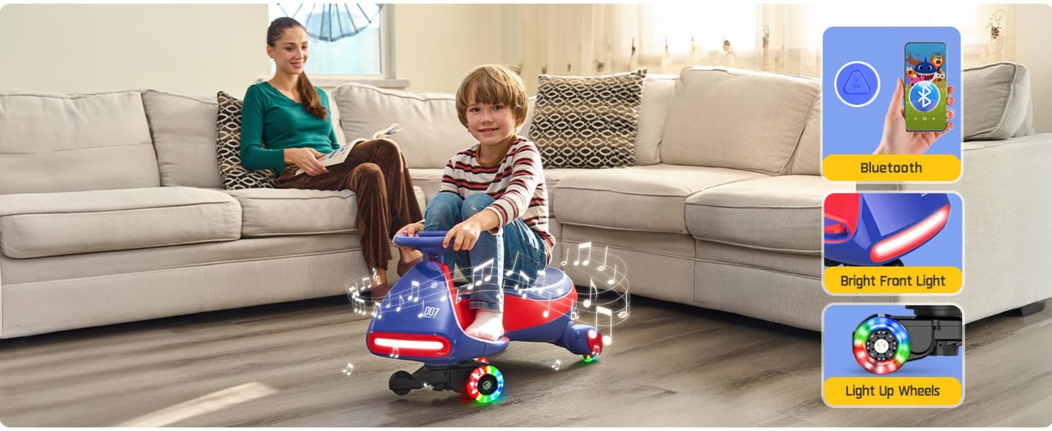 Electric Wiggle Car with Pedal - 2-in-1 Swing Car with 360° Steering & Bluetooth image 19