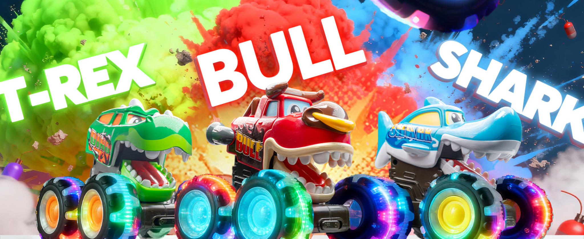 3 Pack Motion Activated Light Up Monster Trucks with LED Wheels image 10