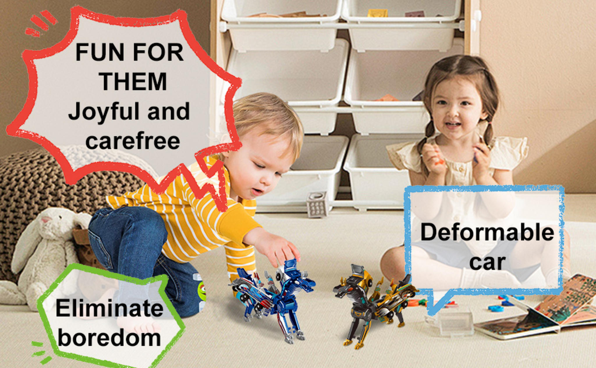 2-in-1 Magnetic Collision Dinosaur Car Toy | Transformable Robot Toy for Kids image 11