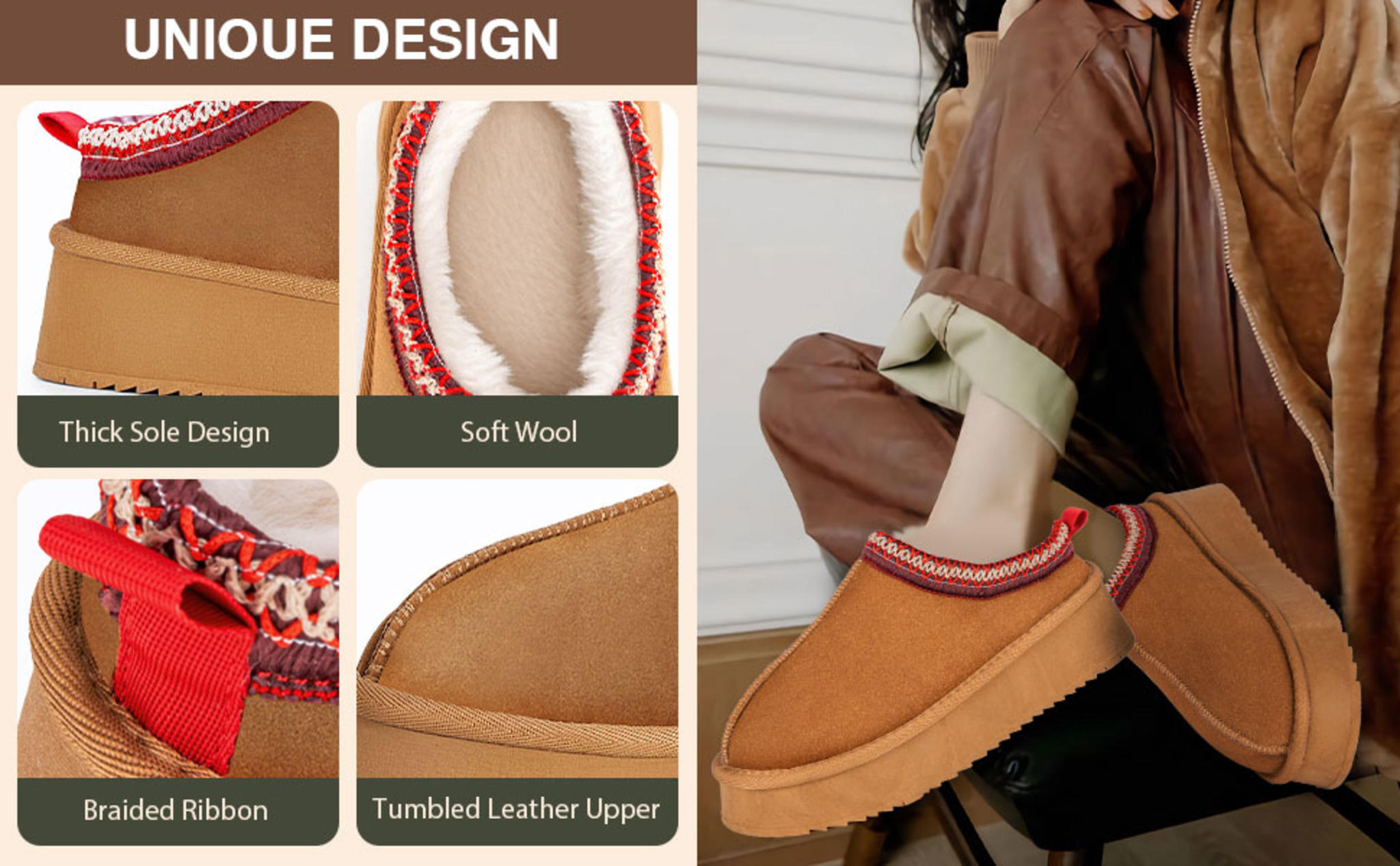 Women's Platform Slipper Boots - Fluffy Warm Winter Ankle Boots image 8