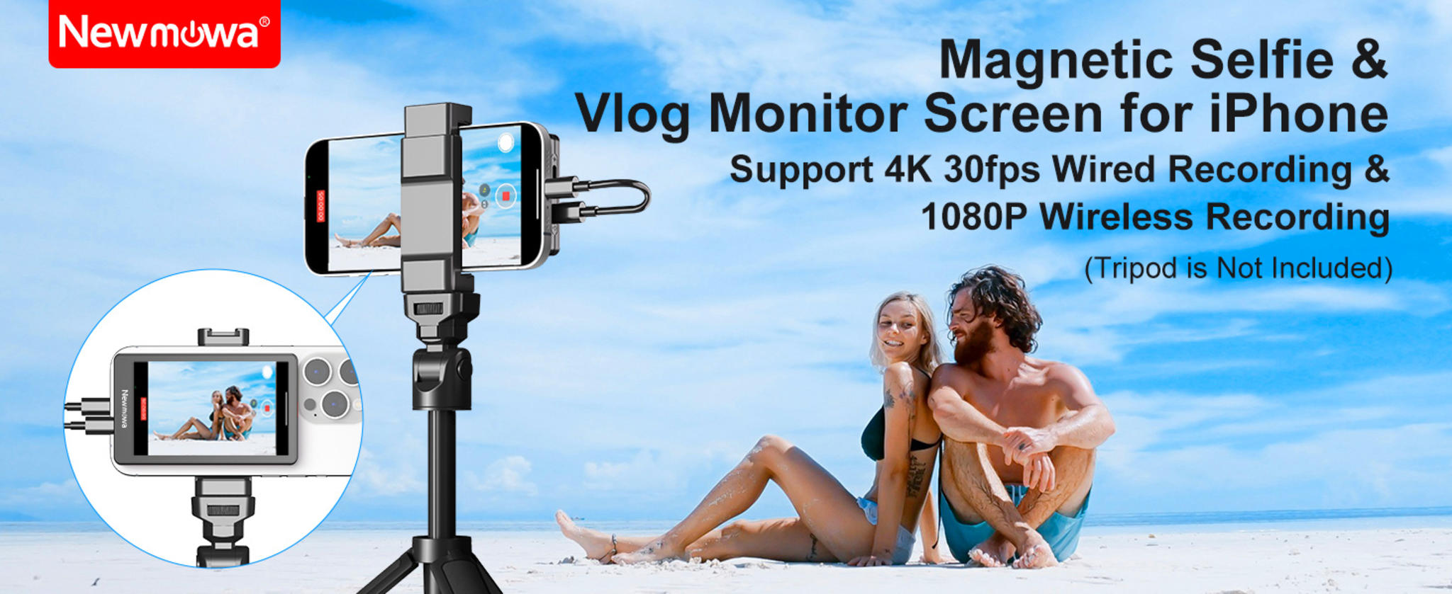 Magnetic Phone Vlog Selfie Monitor Screen - 1080P Wireless & 4K Wired Recording image 6