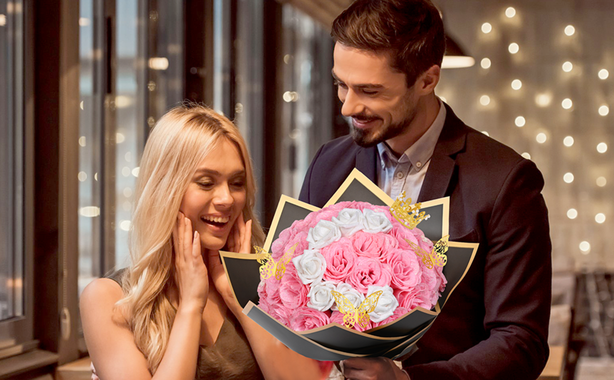 DIY Glitter Rose Bouquet Kit - 56 Flowers with Letters for Personalized Gifts image 11