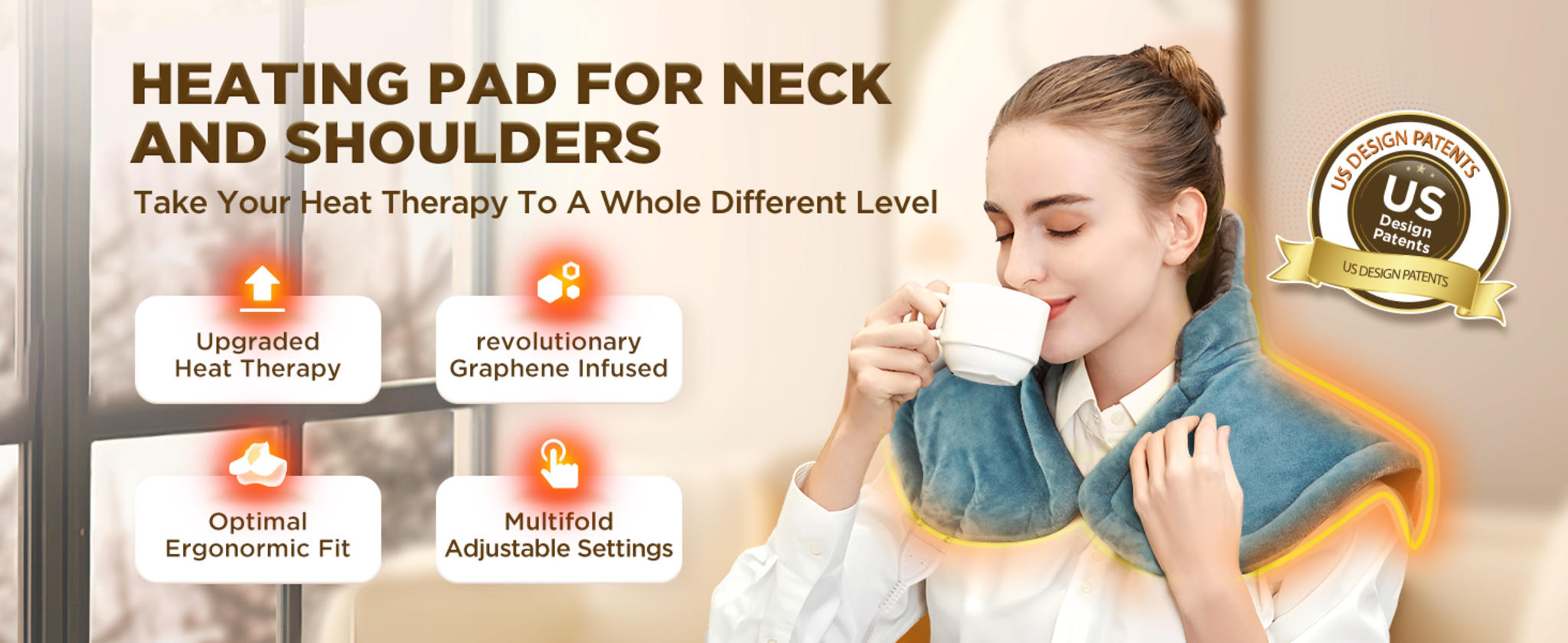 Graphene-Infused Weighted Heating Pad with 6 Heat Settings & Auto-Off Timer for Neck & Shoulder Pain Relief image 6