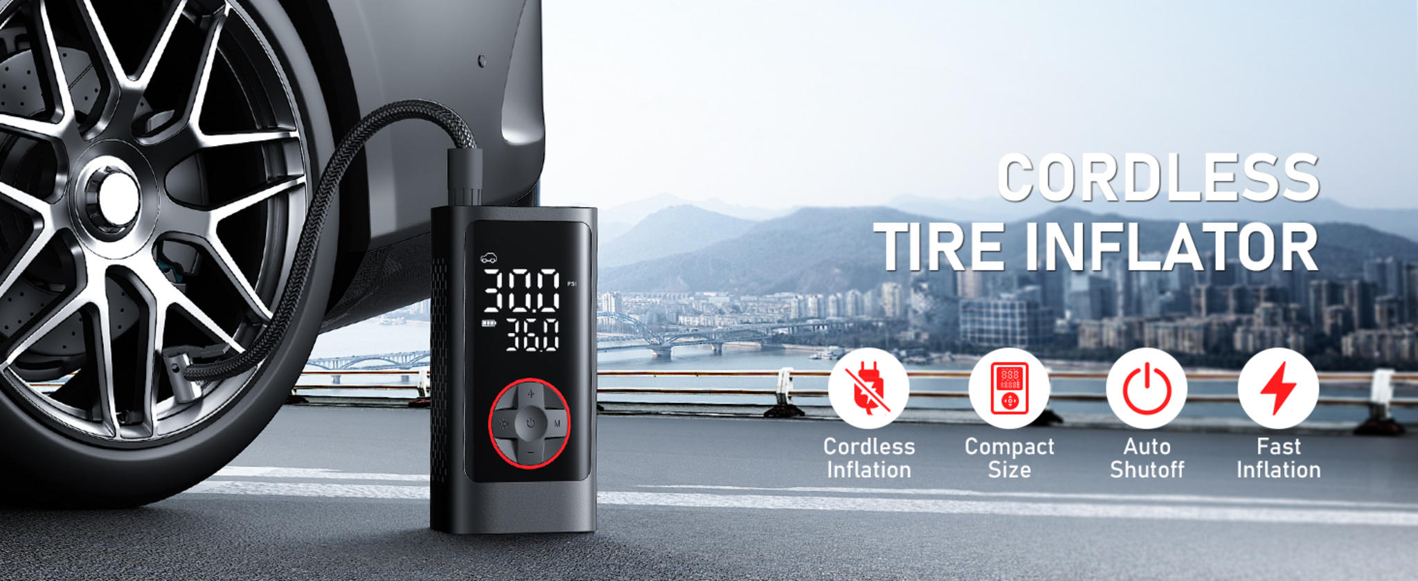 150PSI Cordless Portable Air Compressor with Auto Shut Off, LED Light for Car Tires image 6